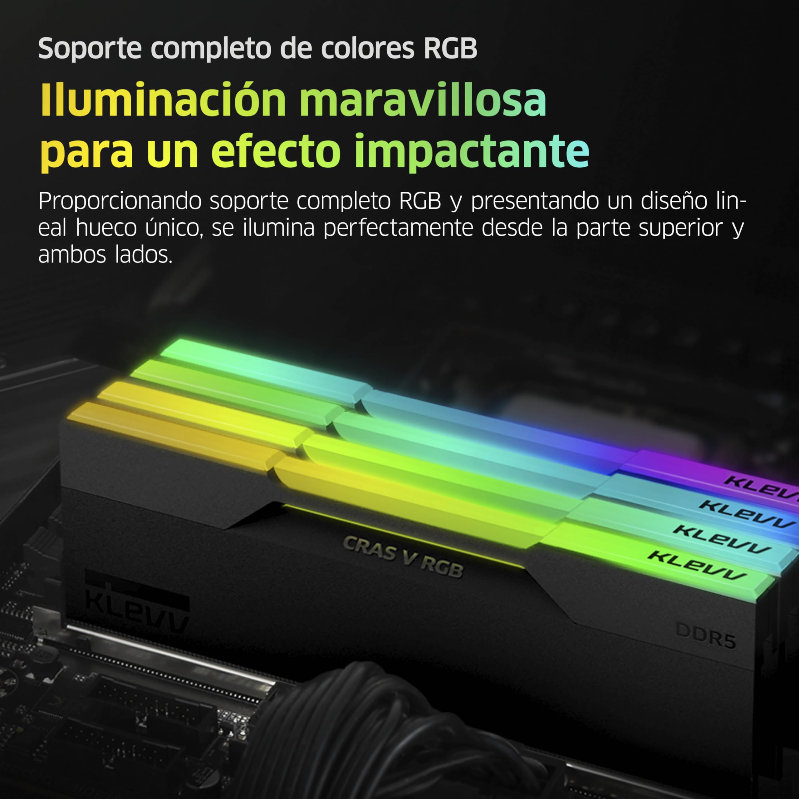 KLEVV CRAS V DDR5 RGB 32GB (2X 16GB) 6000MH/z CL28 Memoria RAM Gaming Kit XMP 3.0 Alto Rendimiento Overclocking 28-36-36-76 – Juega más rápido con un CL28 ultrabajo