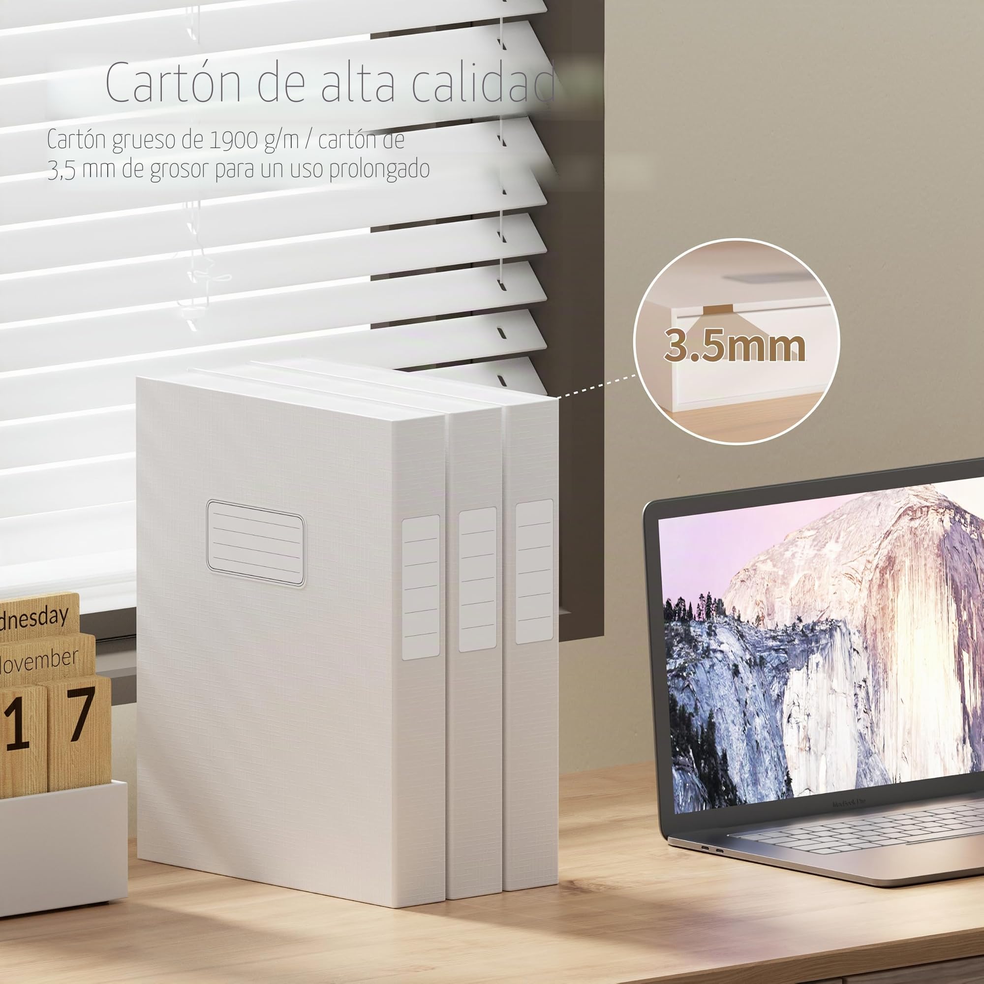 JiaWei Paquete de 3 unidades Caja archivo de con Tapa Magnética, Lomo de 40 mm, Hechos de Cartón Extra Fuerte de 1800 g/m², con Etiquetas Reemplazables para DIN A4 - Blanco