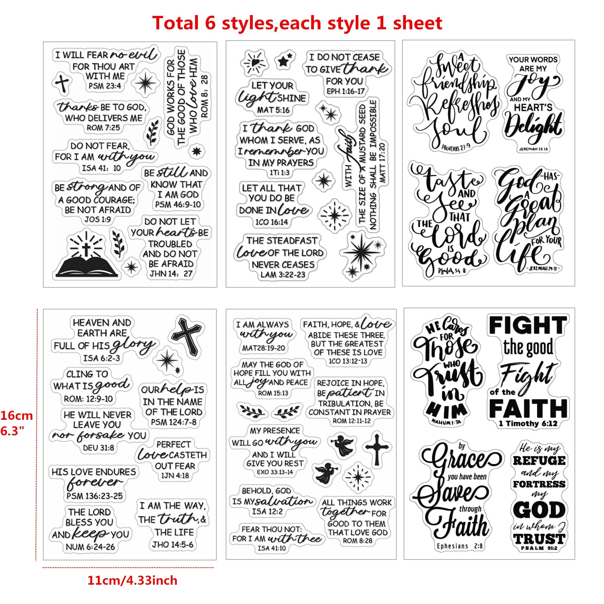 Arbuya Tampons Transparents En Silicone Avec Versets Chrétiens Pour La Fabrication De Cartes Ou Le Journal, Citations De La Bible, Timbres En