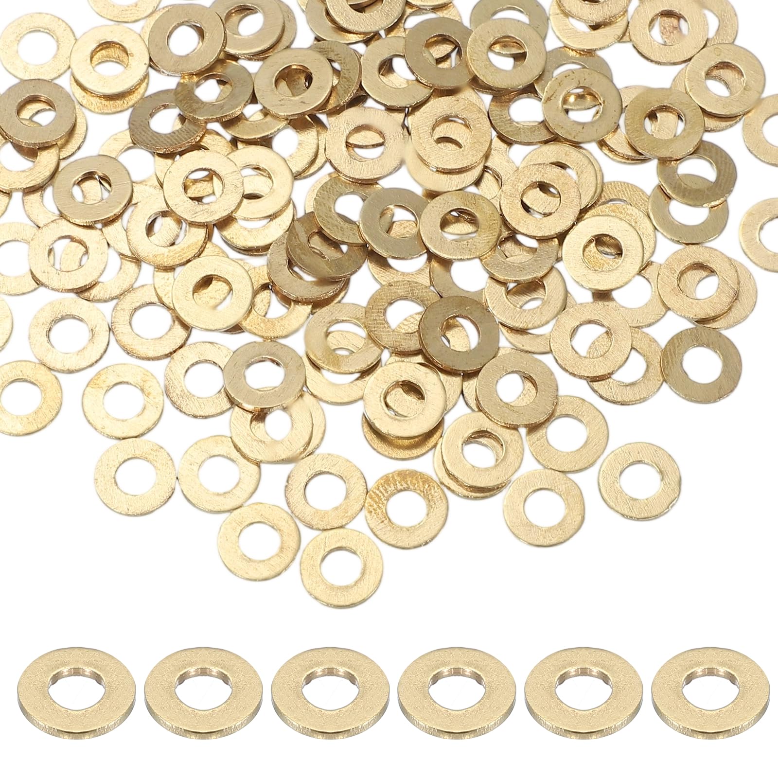 PATIKIL M4 x 9mm Brass Screw Washers Set, 150Pcs Bronze Flat Washers for Screws Bolts Factories Home Outdoor Projects (0.8mm Thick)