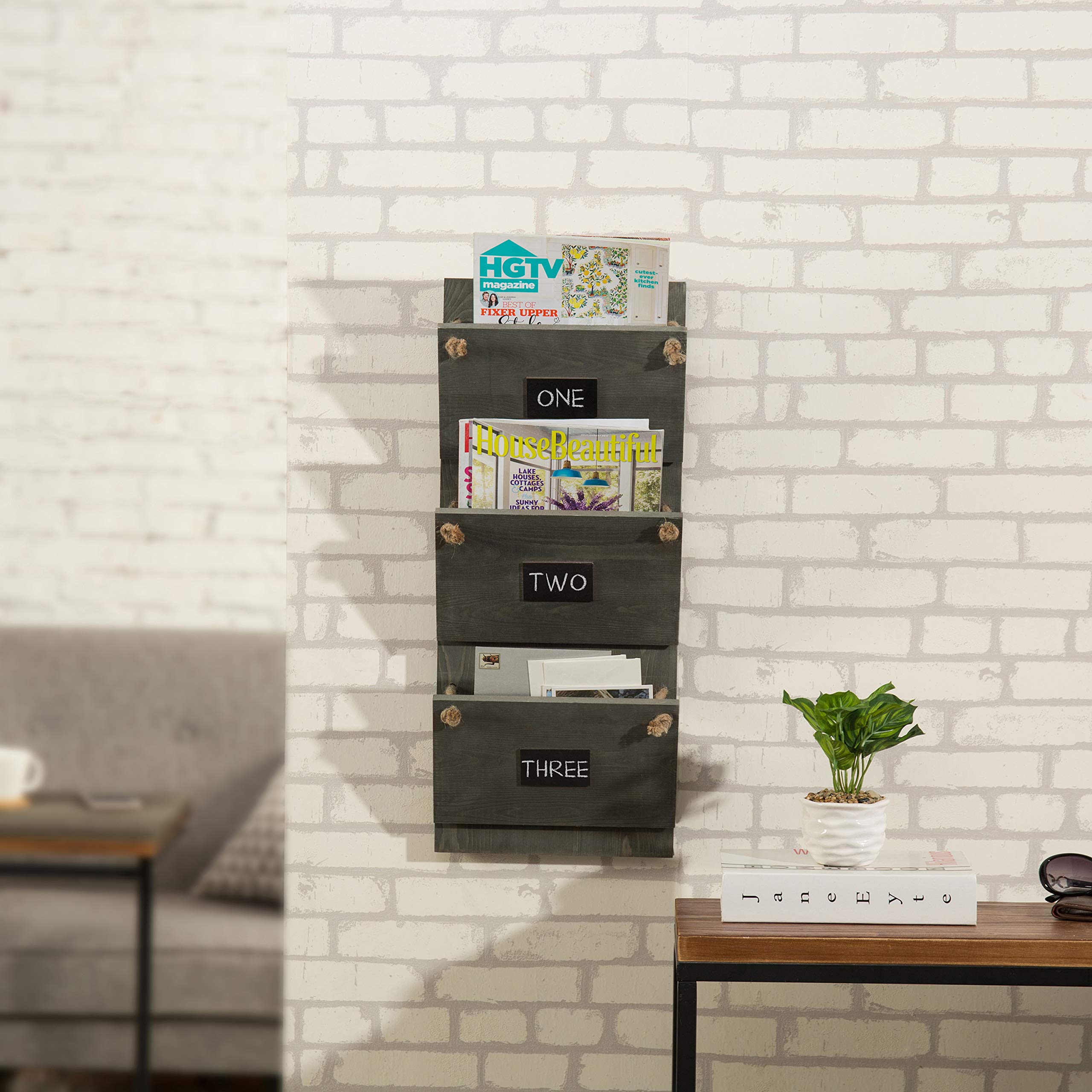 Amazon.com: MyGift Vintage Gray Wood Wall-Mounted 3-Slot Mail