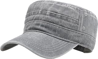 Unisex Cadet Army Caps Cotton Flat Top Cap Washed Military Hat Baseball Cap