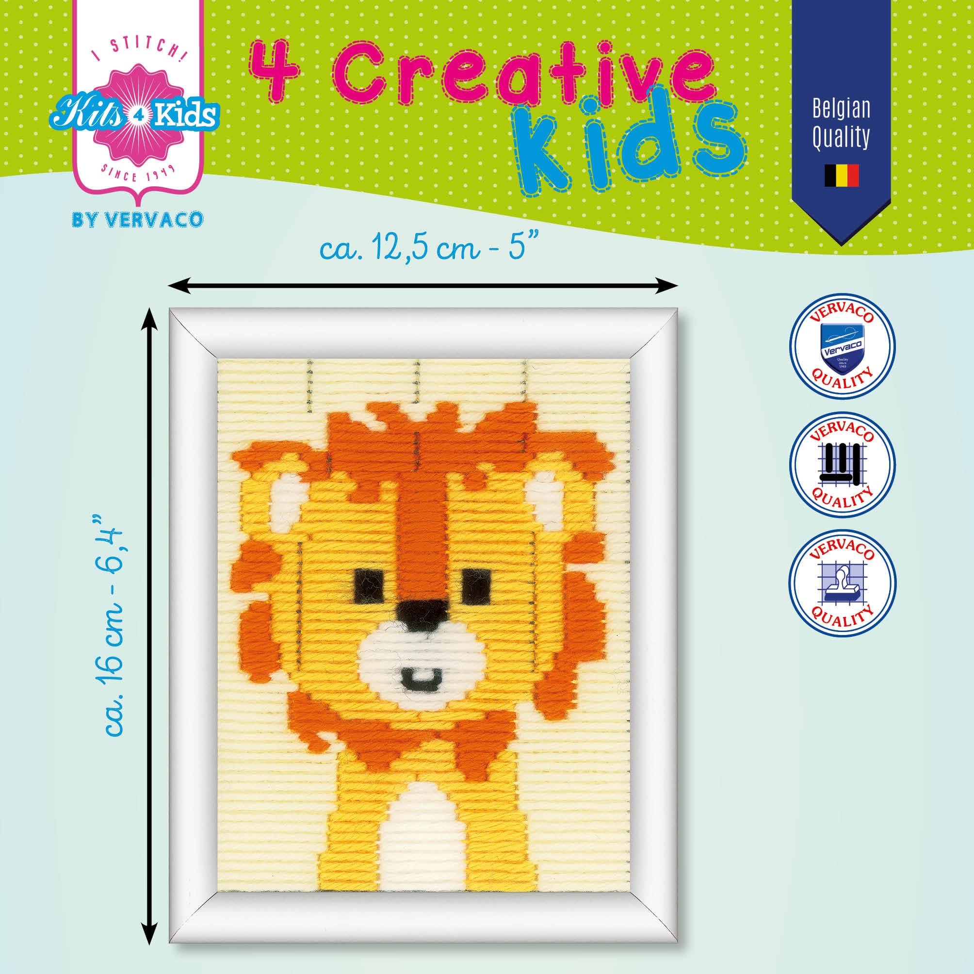 Vervaco Cheeky Lion Launched Point, White, ca. 12.5 x 16 cm