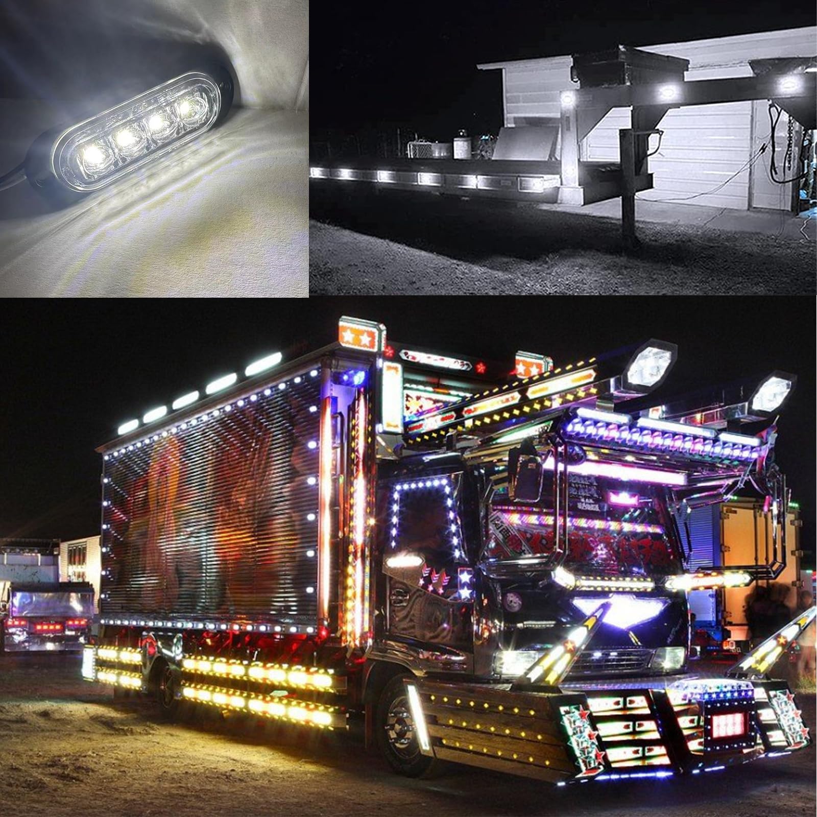 10x Feux Position Latéraux LED 12-24V, IP65 Étanche Blanc | 4 LED SMD haute luminosité ,3000K ambre/jaune ,IP65 étanche,Installation facile,Compatible caravane,camions, camping-cars