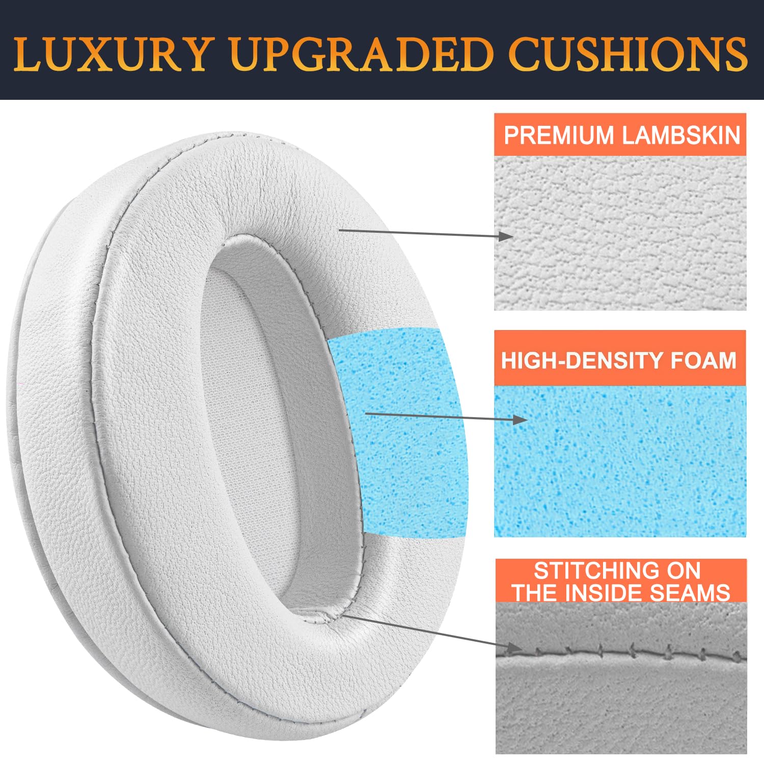 SOULWIT Lambskin Earpads Replacement for Sennheiser HD 4.50BT/HD 4.50BTNC/HD4.50SE/HD4.40BT/HD4.30G/HD4.20S/HD458BT/HD 450/HD450BT/HD400S/HD350BT/Adapt 360(MB 360 UC)/Adapt 361 - Image 3