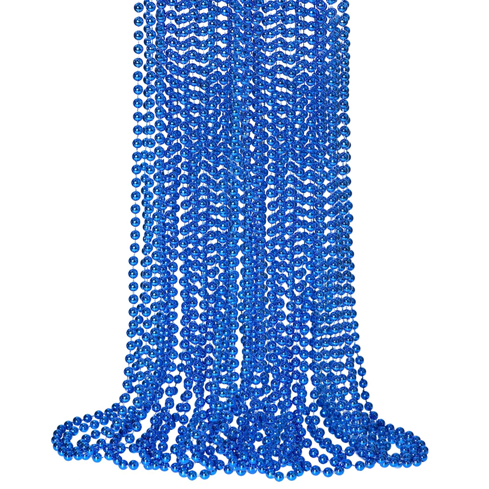 12 PCS Blue Bead Necklace, Blue Mardi Gras Beads Christmas Necklaces, 33" 4th of July Patriotic Beads Necklaces, Parade Throw Accessories for Independence Day Mardi Gras Hanukkah Pirate Party