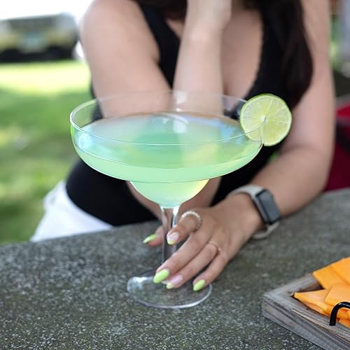 Miniatura 3 de Vasos de Margarita de gran tamaño XL de 33 onzas (paquete de 2)  Capacidad para 3 Margs o cócteles cada uno  Hecho de vidrio soplado a mano no