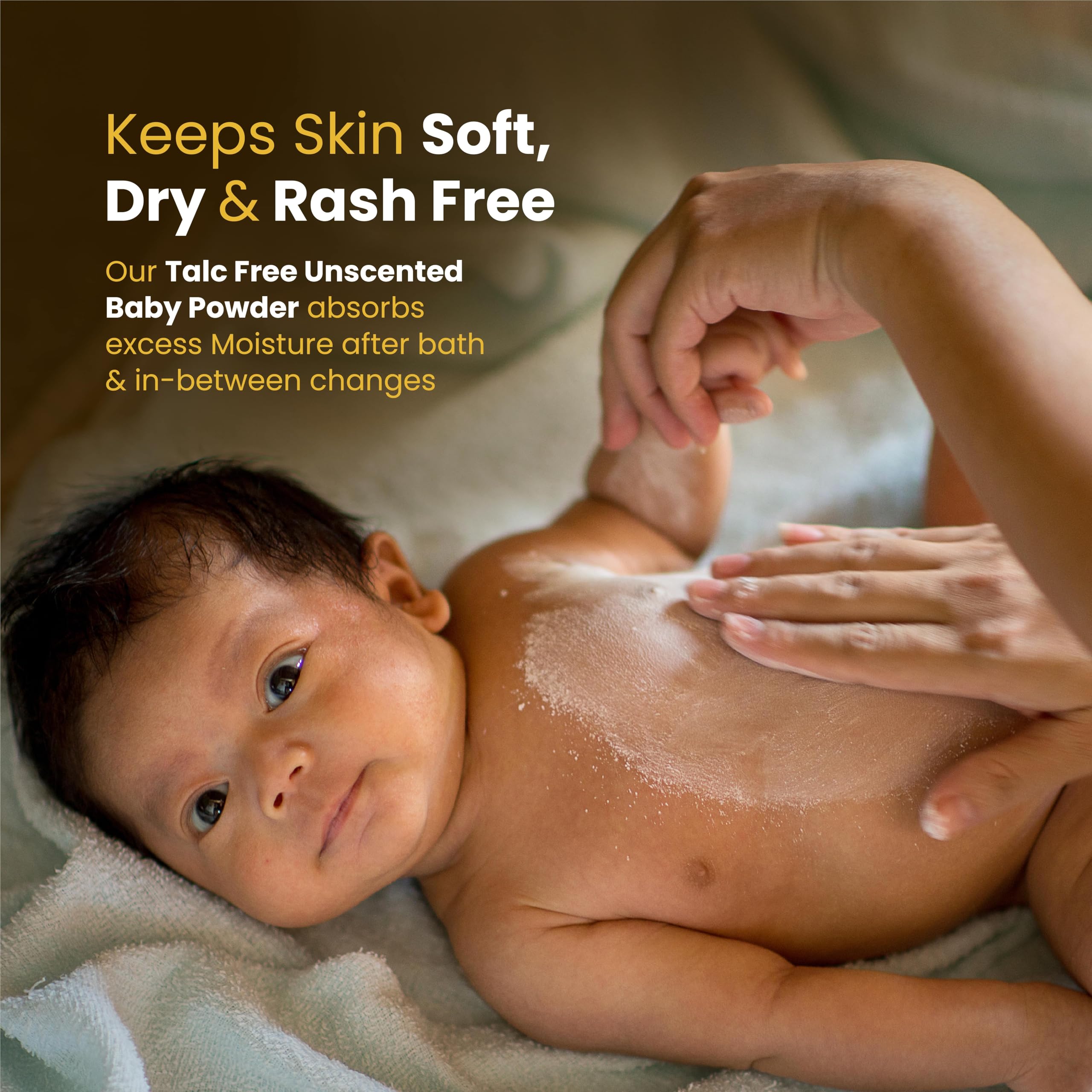 Mother Sparsh Simply Unscented All Natural Baby Powder- 200g | Ultra Gentle Formula with Natural Oatmeal | Talc Free Baby Dusting Powder For Sensitive, Dry & Normal Skin - Image 4 thumbnail