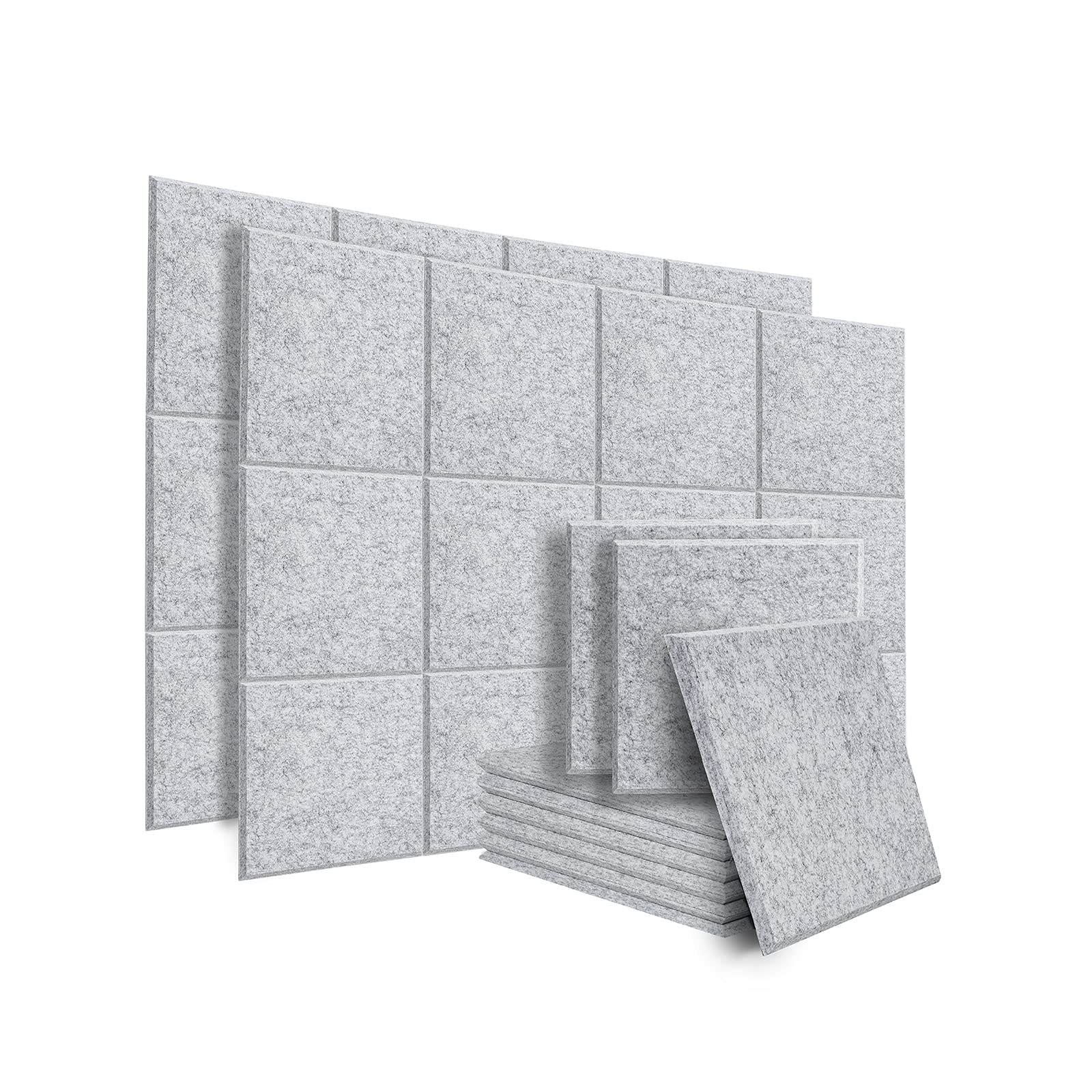 BUBOS 12 Pack Acoustic Panels, Sound Proof Padding,Good for Acoustic Treatment and Decoration,Beveled Edge Tiles for Echo Bass Insulation,(Length:12" x 12"（12Pcs）, Silver Grey)