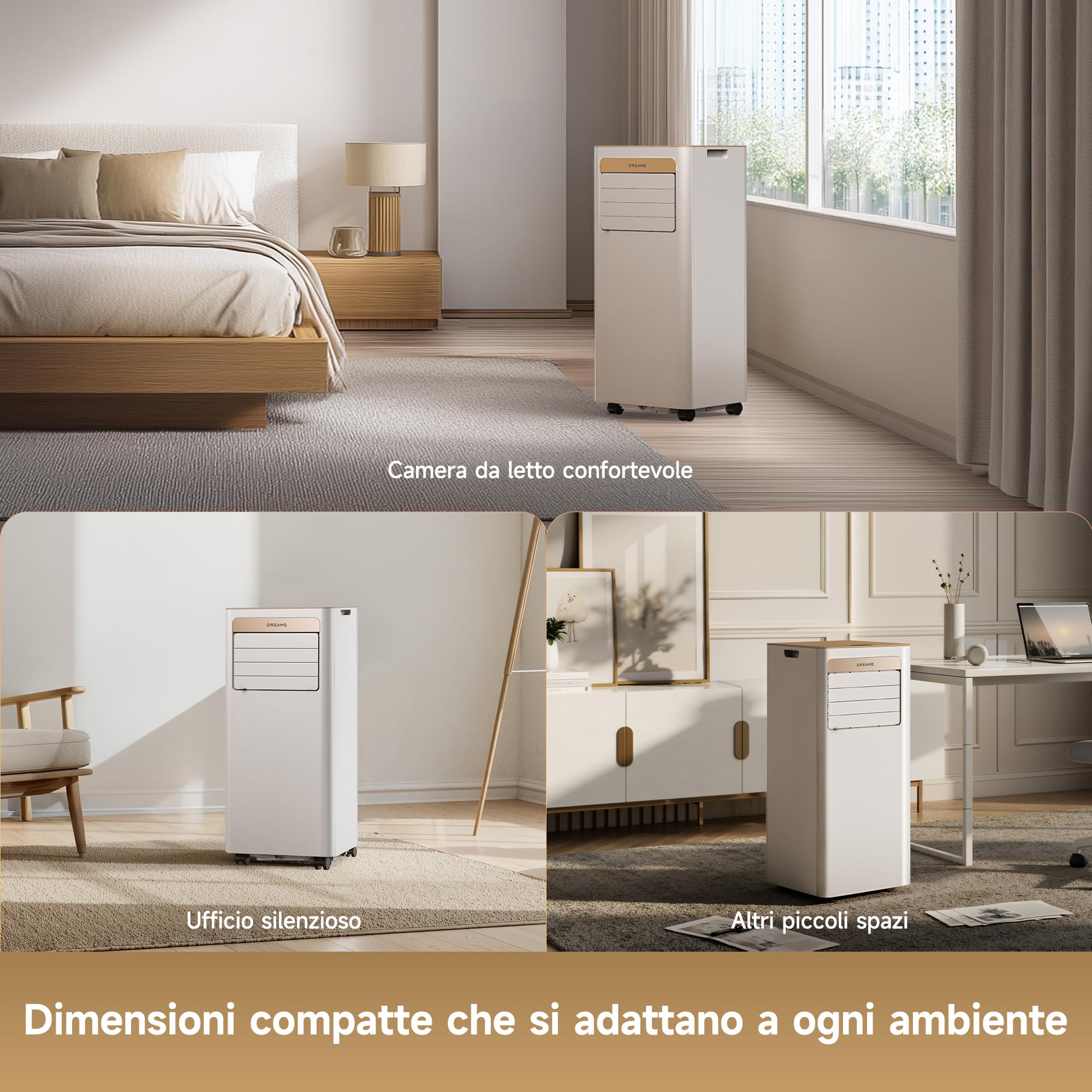 DREAME P-Wind10 9000 BTU Condizionatore Portatile 3-in-1: Raffreddamento, Deumidificazione e Ventilazione, Flusso d’aria 3D, Controllo tramite App e Telecomando, Modalità Notturna,Installazione Facile