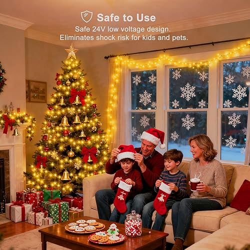 Miniatura 5 de Tira de 400 luces LED enchufables, tira de luces de Navidad extralargas de 66 pies con temporizador remoto conectables para decoración de interiores