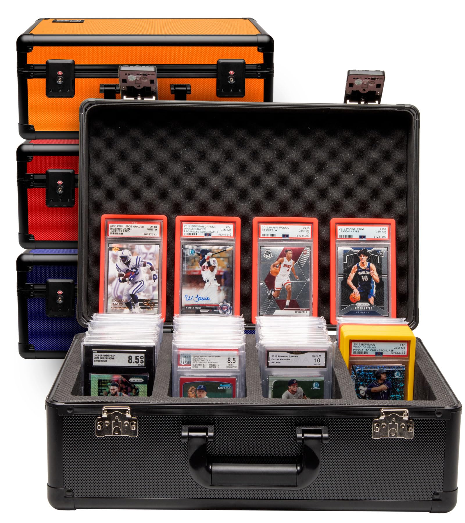 SLAB ARMOR 4 Row Graded Card Storage Box PSA Slab Case For Graded cards Hold 160+ Slabs Graded Card Case PSA Graded Card Storage Sports Baseball Card Collector Gifts TSA approved lock (BLACK)