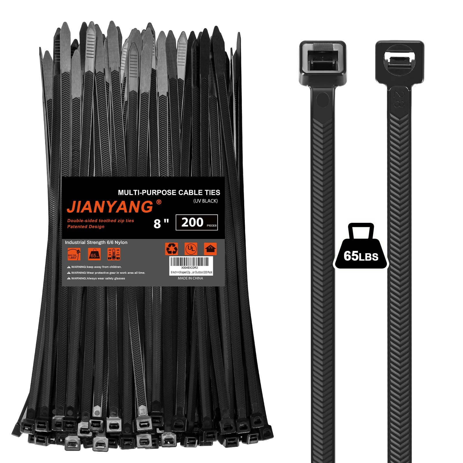 Heavy Duty Zip Ties - 100 Pack, 400 LBS Strength -8 Heavy Duty Zip Ties - 100 Pack, 400 LBS Strength -8