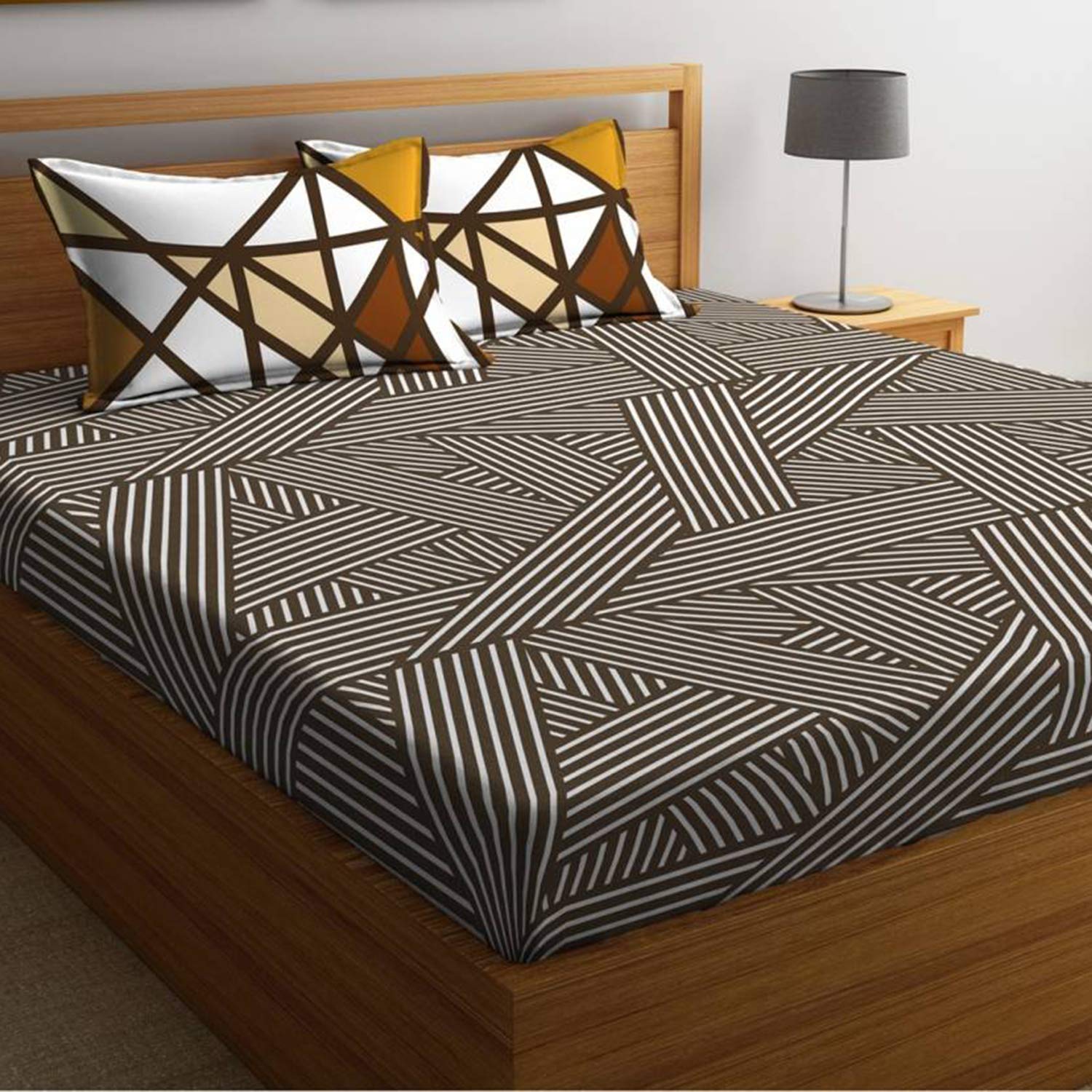 Portico New York Marvella Printed Cotton 144 TC Double Bedsheet with 2 Pillow Cover (Queen Size, 224X254 cm, Multicolour) (B07HTSW16N) Amazon Price History, Amazon Price Tracker