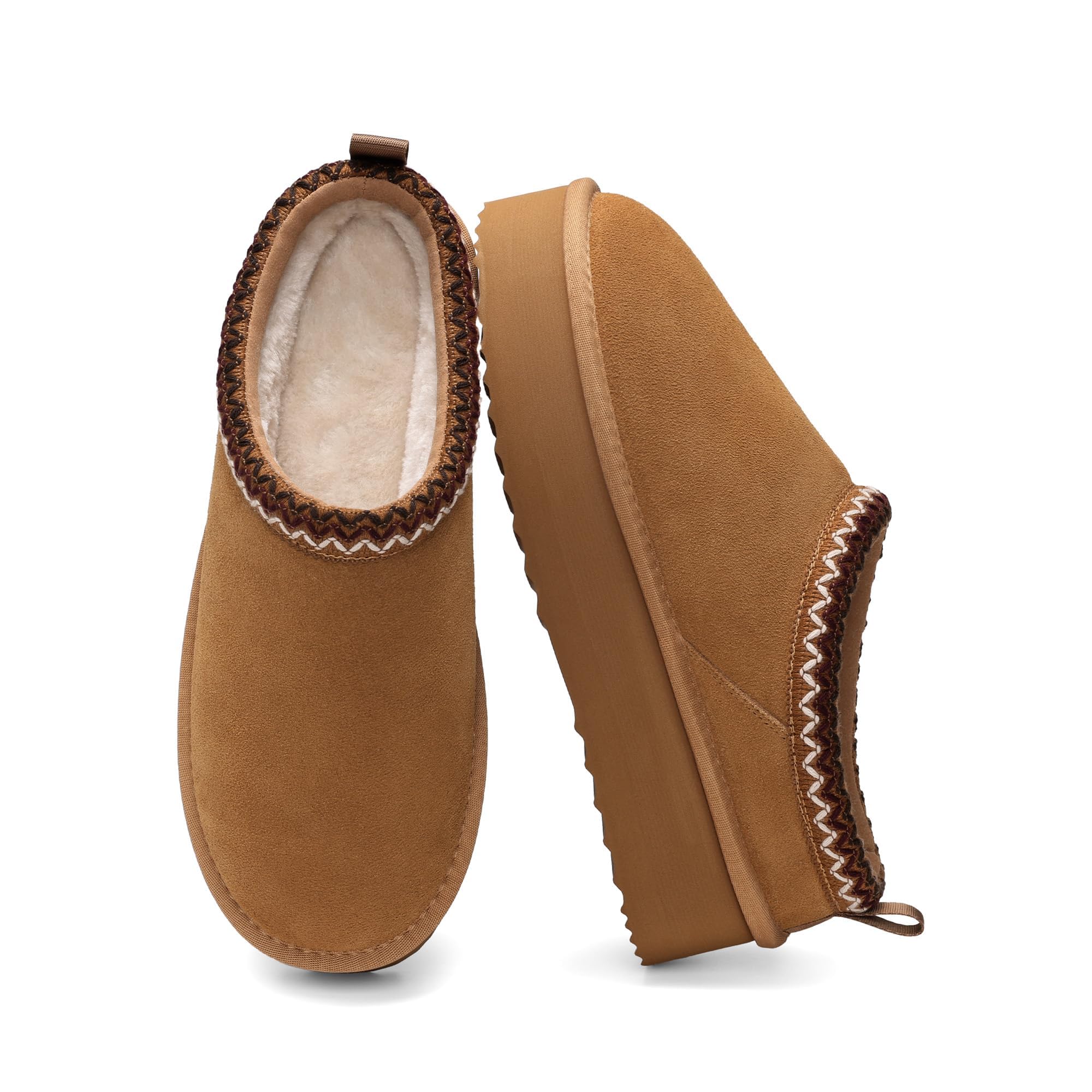 DREAM PAIRS Women's Platform Genuine Suede House Slippers | 1.57-inch Slip-on Lightweight…