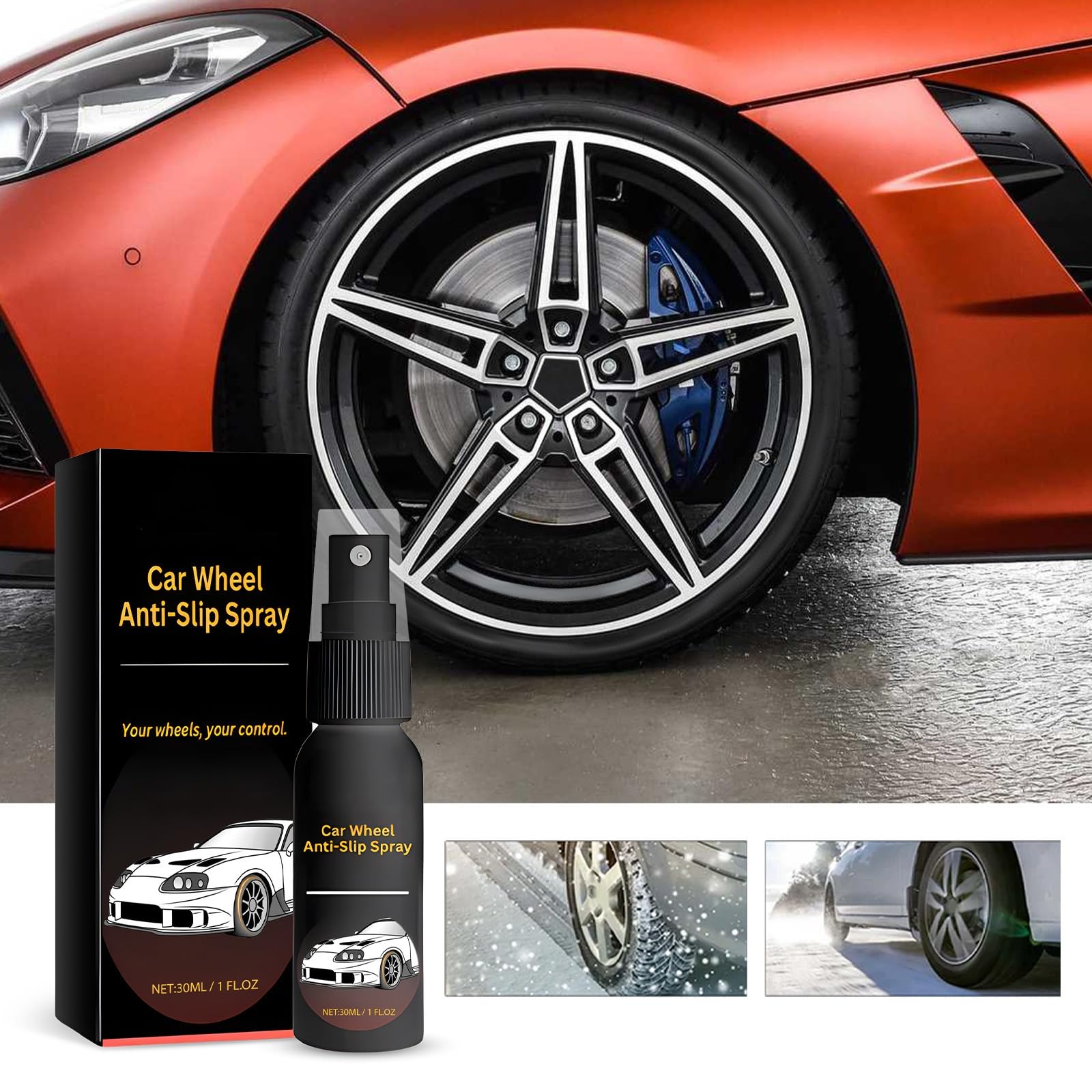 Lot de 3 vaporisateurs antidérapants pour roues de voiture, nettoyeur de roues et de pneus, spray antidérapant pour nettoyage de moyeu de voiture