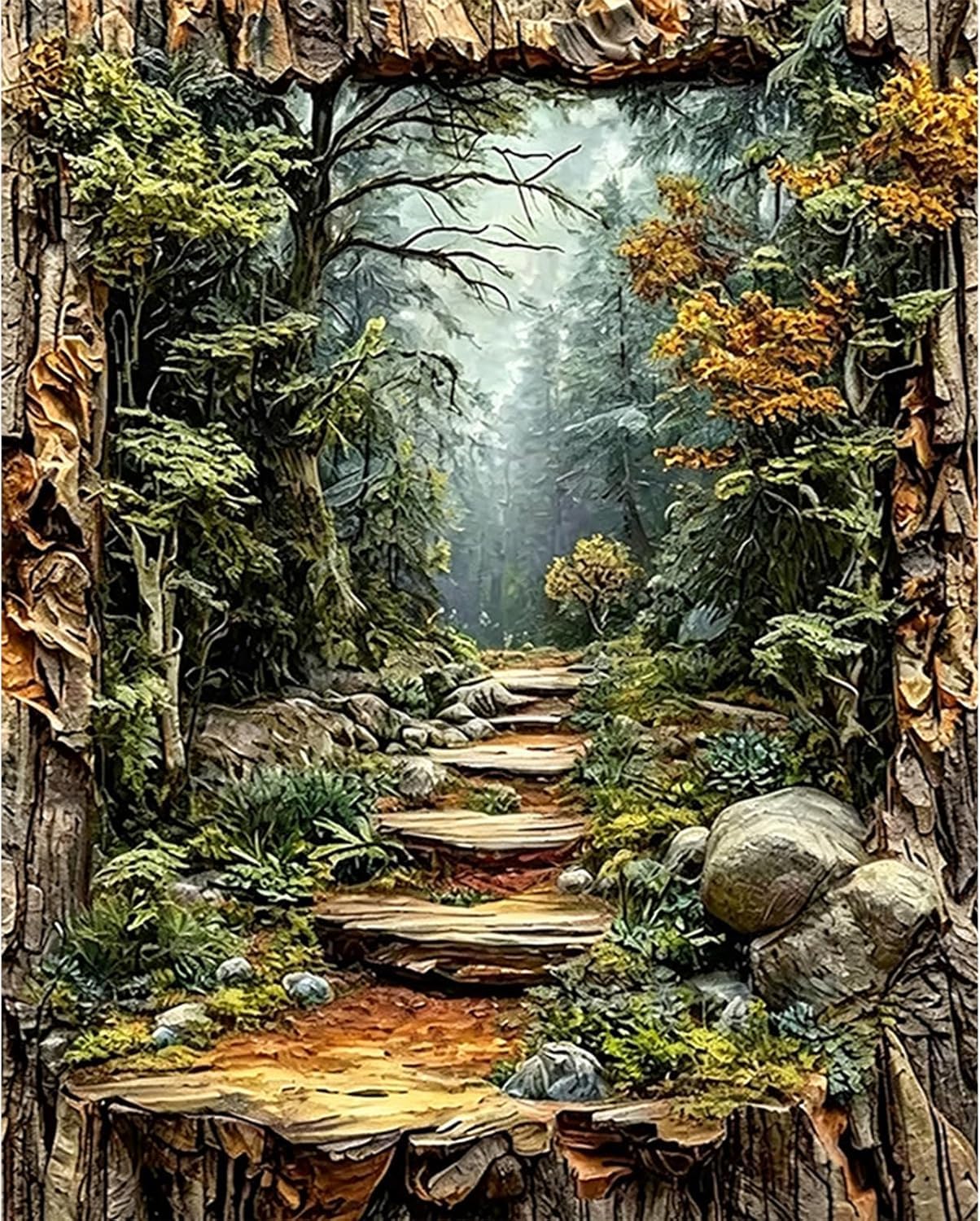 PHANTASYART Forest Paint by Numbers for Adults, Forest Path Painting by Numbers for Adults, DIY Acrylic Painting Kits for Relaxation, Gifts and Home Wall Decor 12x16in โ image 1