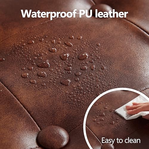 Miniatura 4 de DUHOME Juego de 2 taburetes de bar de 28 pulgadas de altura, sillas de comedor tapizadas de piel sintética con botones y reposapiés y patas