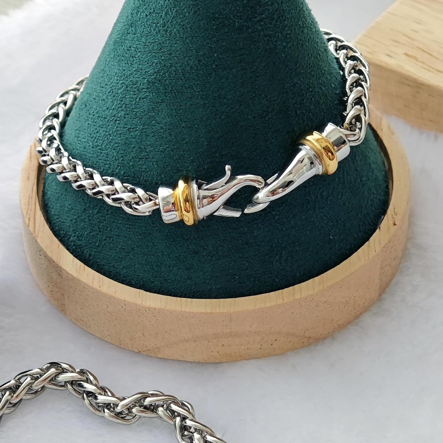 Masculine Titanium Bracelet for Men - Stainless Steel Rope Chain with Gold-Plated Hook Clasp, Minimalist Punk Hip Hop Wristband, 22.5cm (8.86in) - Image 5