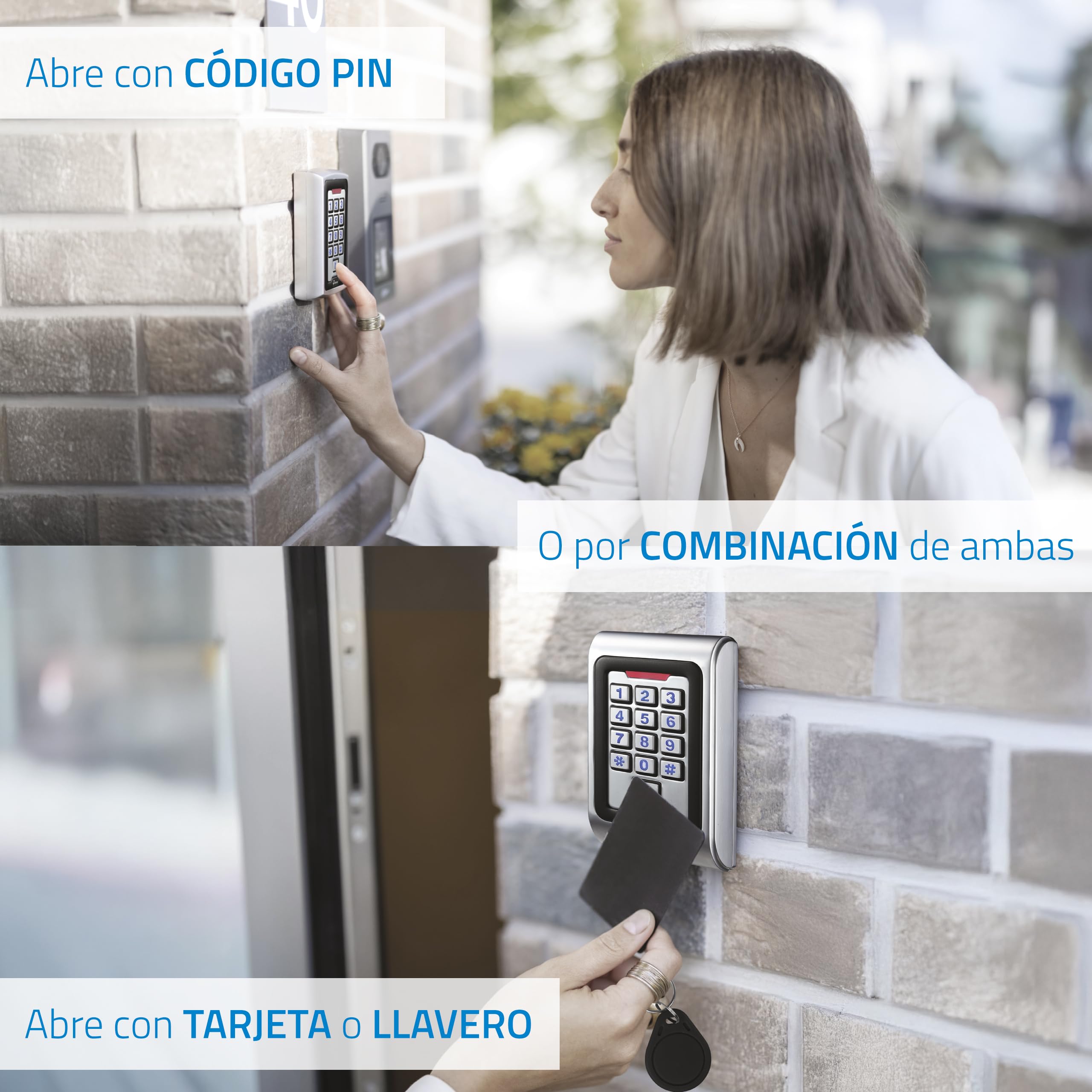 Control de Acceso autónomo NIVIAN Acceso por Tarjeta EM, Pin y App Salida de relé, pulsador y Timbre Wiegand 26 y WiFi | Control de Tiempos App Tuya Smart para gestión y Aperturas