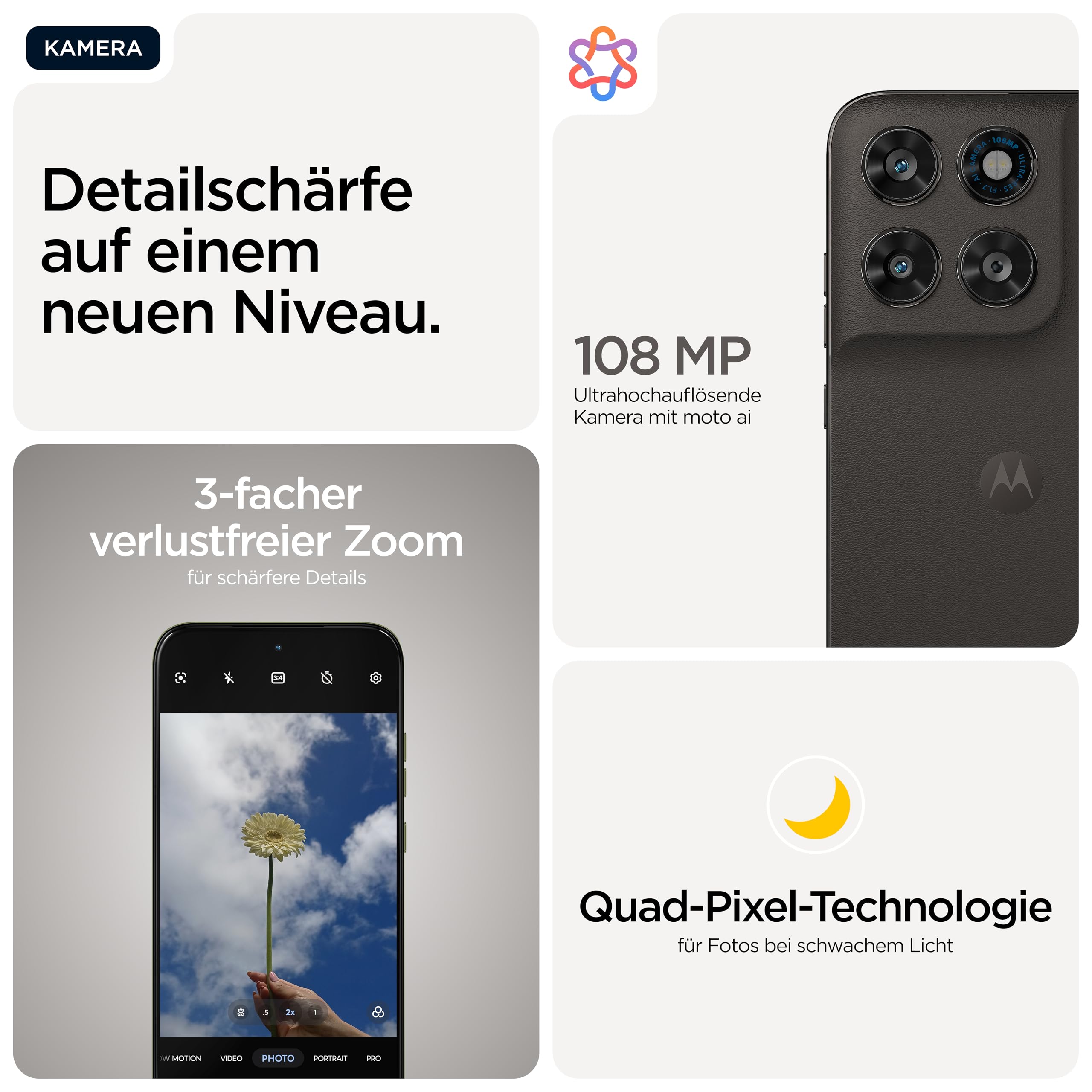 Motorola Moto g77 5G Smartphone (6,78“-Super-HD-Display mit Corning Gorilla Glas 7i, Sturz- und Kratzschutz, 108-MP-Kamera, 8/256GB, 5100 mAh, Android 16) Pantone Black Olive