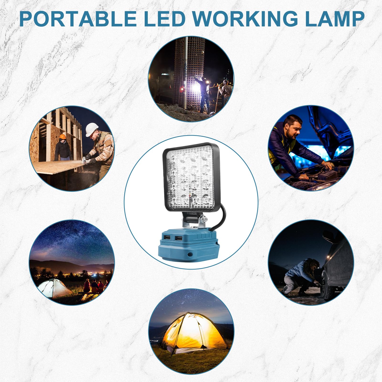 Akumulatorowa lampa do Makita 18 V, 18 W, 5400 lm, wielofunkcyjna lampa robocza LED, przenośny reflektor na plac budowy, Makita, 18 V, latarka na kemping, do naprawy samochodu, w sytuacjach awaryjnych
