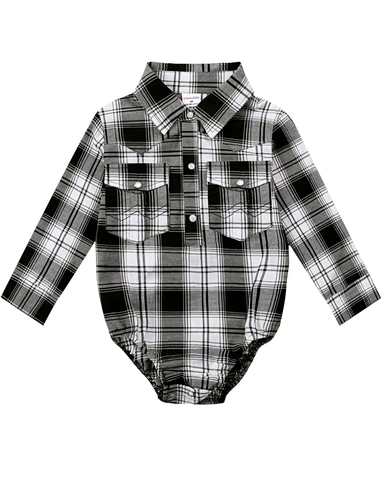 COSLAND Baby Boys' Western Cotton Plaid Bodysuit