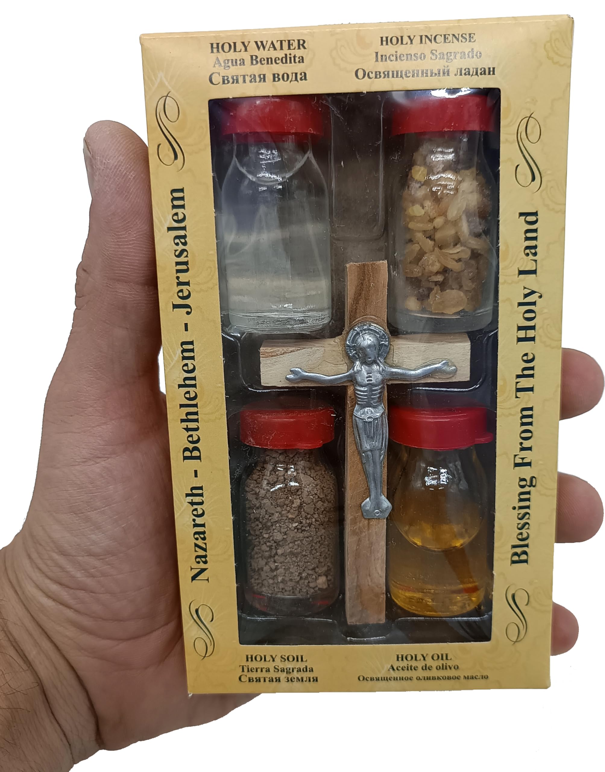 Amazon.com: Zuluf Holy Land Set 5 in 1 Olive Wood Cross Set with 4