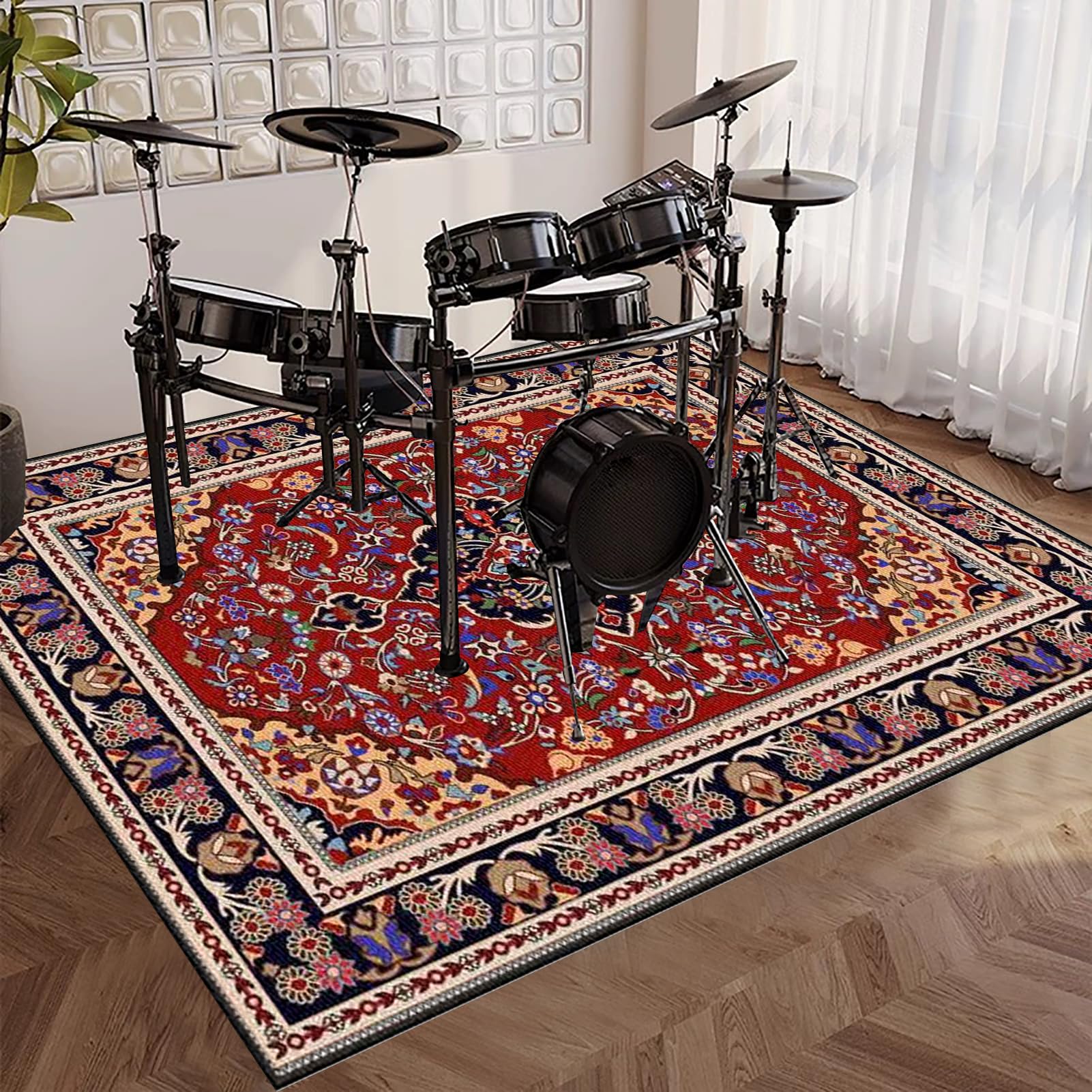 Schlagzeug Teppich Drum Teppich Schallschutz Teppich Schallschutzmatte rutschfeste Trommel Teppiche Schallschutzdecke für Bass Drum Snare, rutschfest Schalldicht Schlagzeugteppich 120 x 90 cm