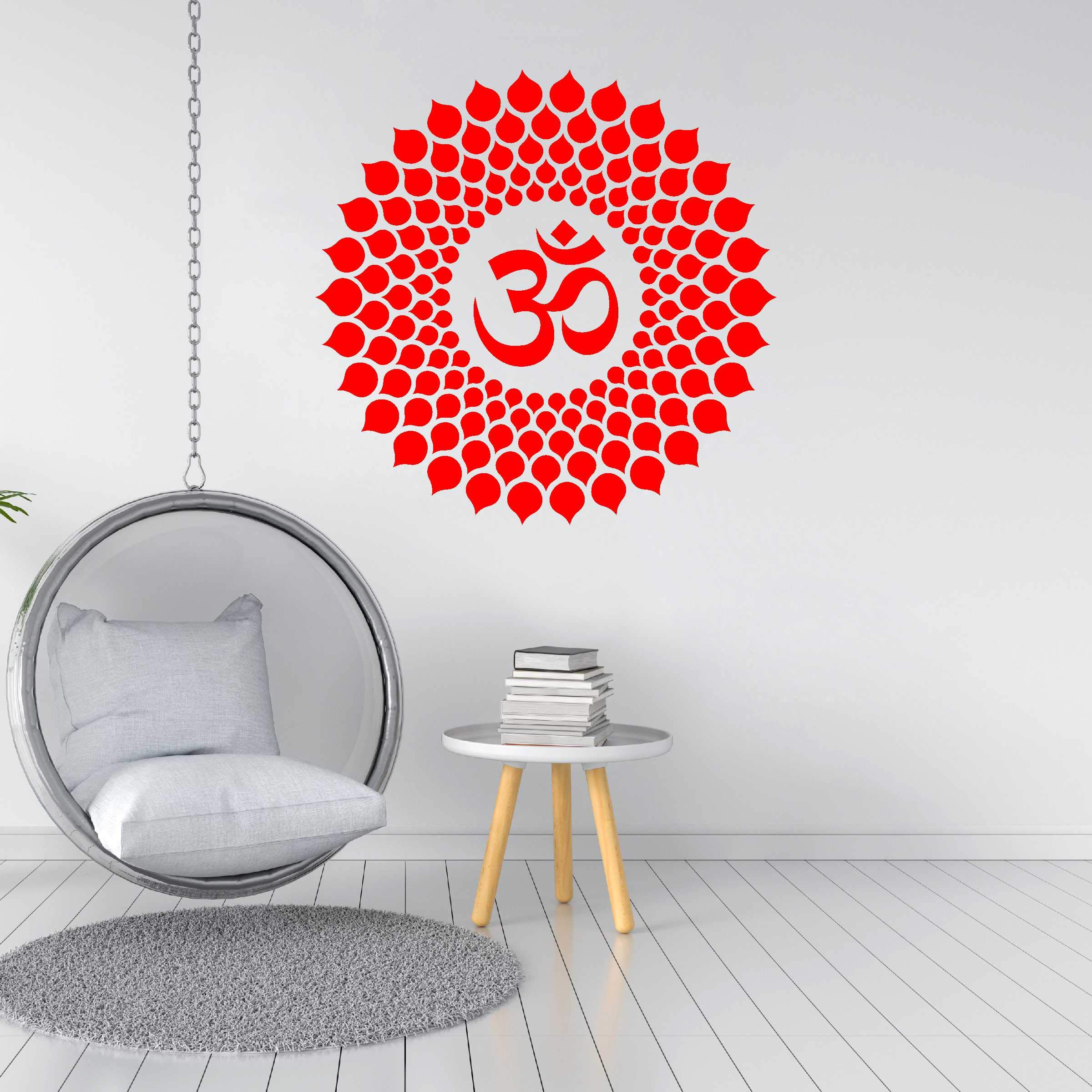 Asia Decor Om Mandala Beautiful Design ADWS48 Wall Sticker & Decal for Yoga Room,Living Room,Bedroom,Pooja Ghar(Material-Self Adhesive Polyvinyl Matt Finish,Size- 58.9cm X 55.8cm) (Red) (B08LBQLQZ3) Amazon Price History, Amazon Price Tracker
