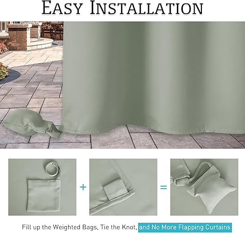 Vista 63 de RYB HOME Cortinas para exteriores resistentes al viento, bolsas con peso adjuntas, cortinas opacas de 84 pulgadas de largo, cortinas térmicas Beige