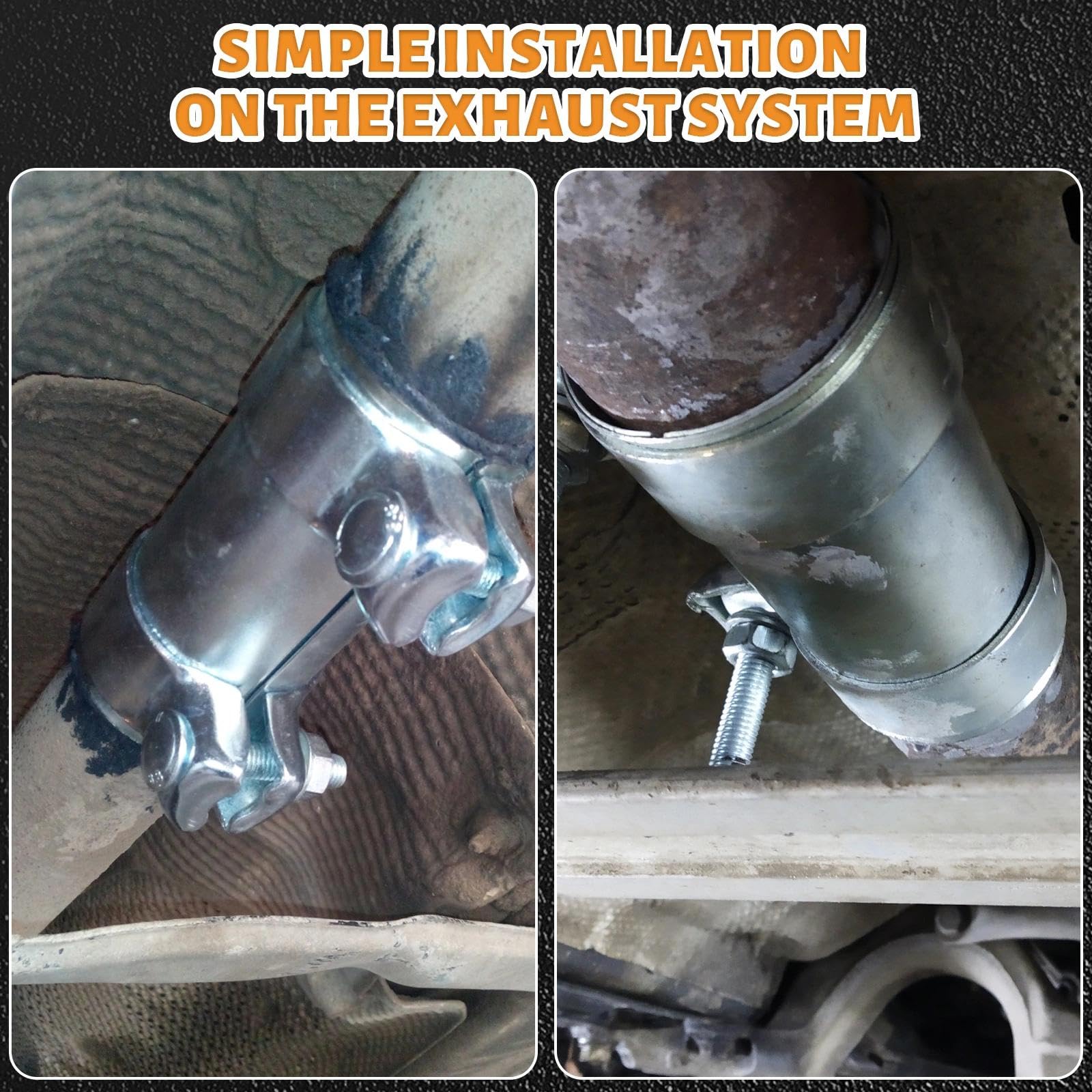 Universale Doppio Fascetta di Scarico 50mm Morsetto per Tubo di Scarico Acciaio Inossidabile Connettore per Tubi con Doppia Fascetta per Moto e Auto Accessori Tubi Scarico,Ø 55 mm/L: 125 mm