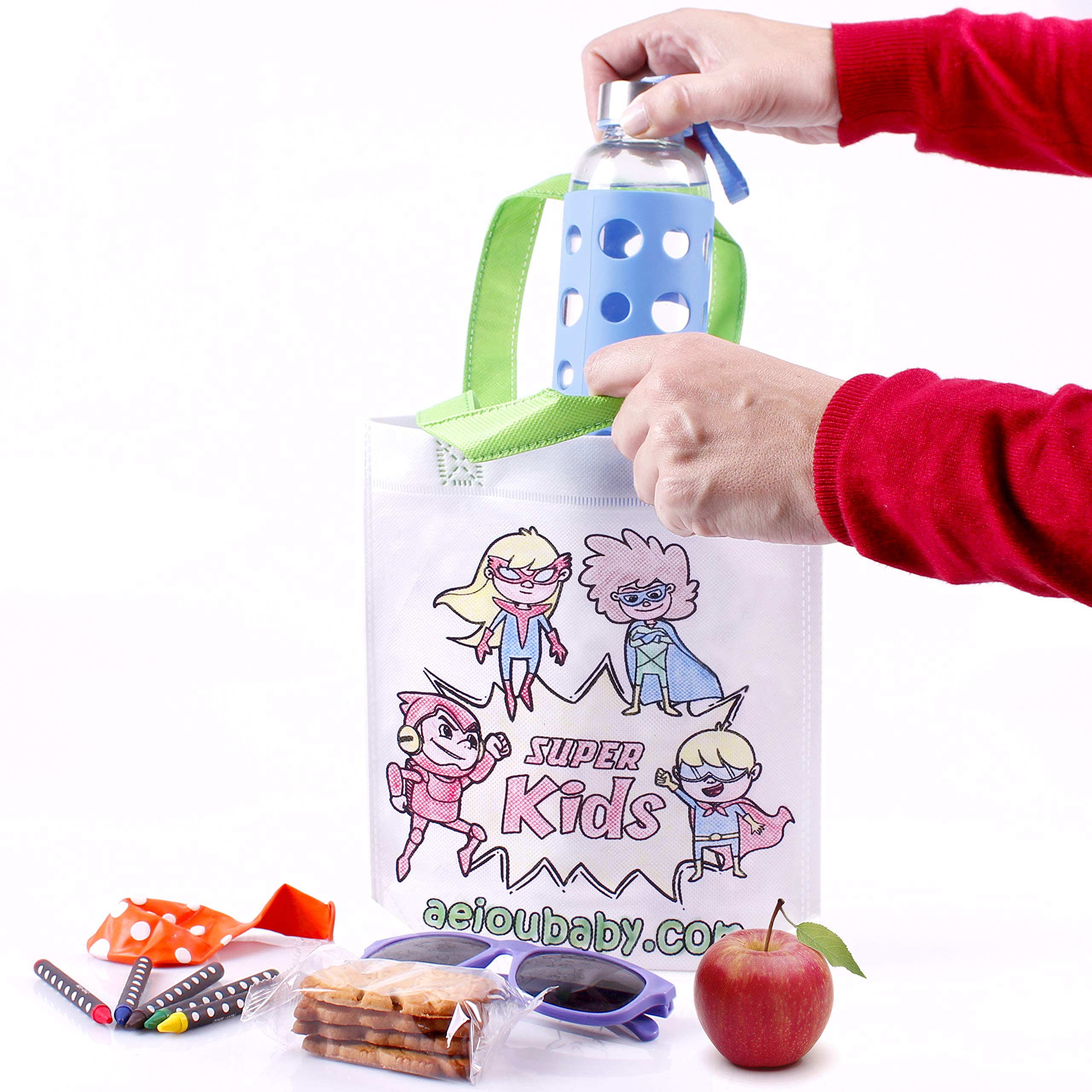 aeioubaby.com Bolsas para Colorear | Regalos de Cumpleaños para Niños con 5 Ceras y Globo | Actividad Creativa para Fiestas Infantiles | Pack 30 Cuento