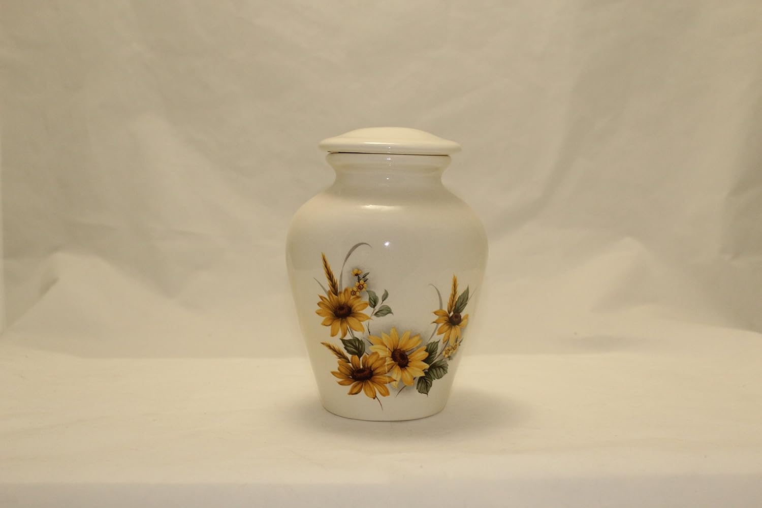 Sunflower Urn- Cremation Urn or Keepsake for Ashes - Hand Made Pottery (Small 57 Cubic Inches)