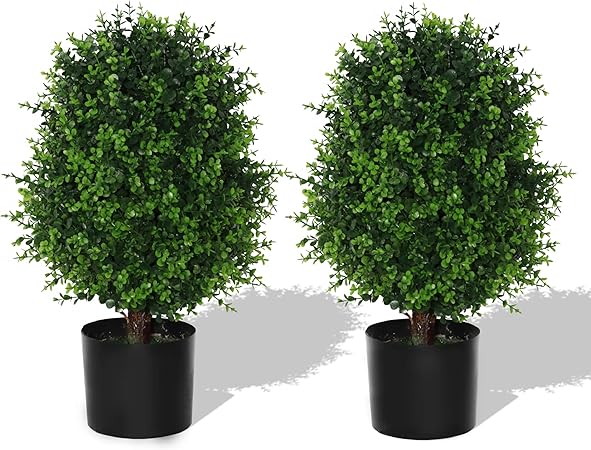 Artificial Topiaries Cedar Tree, Realistic Faux Topiary, 21.6 Inch Height, Perfect for Outdoor Decoration, Low Maintenance, Anti-UV