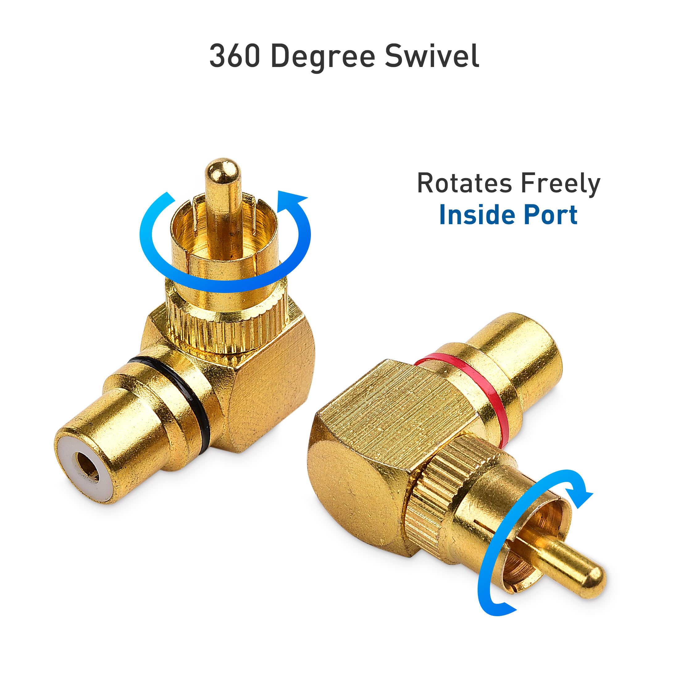 CESS Right Angle RCA Connector Female to Male 90 Degree Elbow (4 Pack