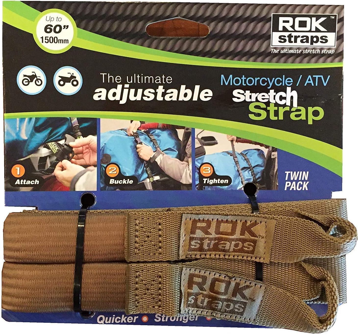 ROK Straps 10065 2pk TieDowns 18"60" Coyote Tan