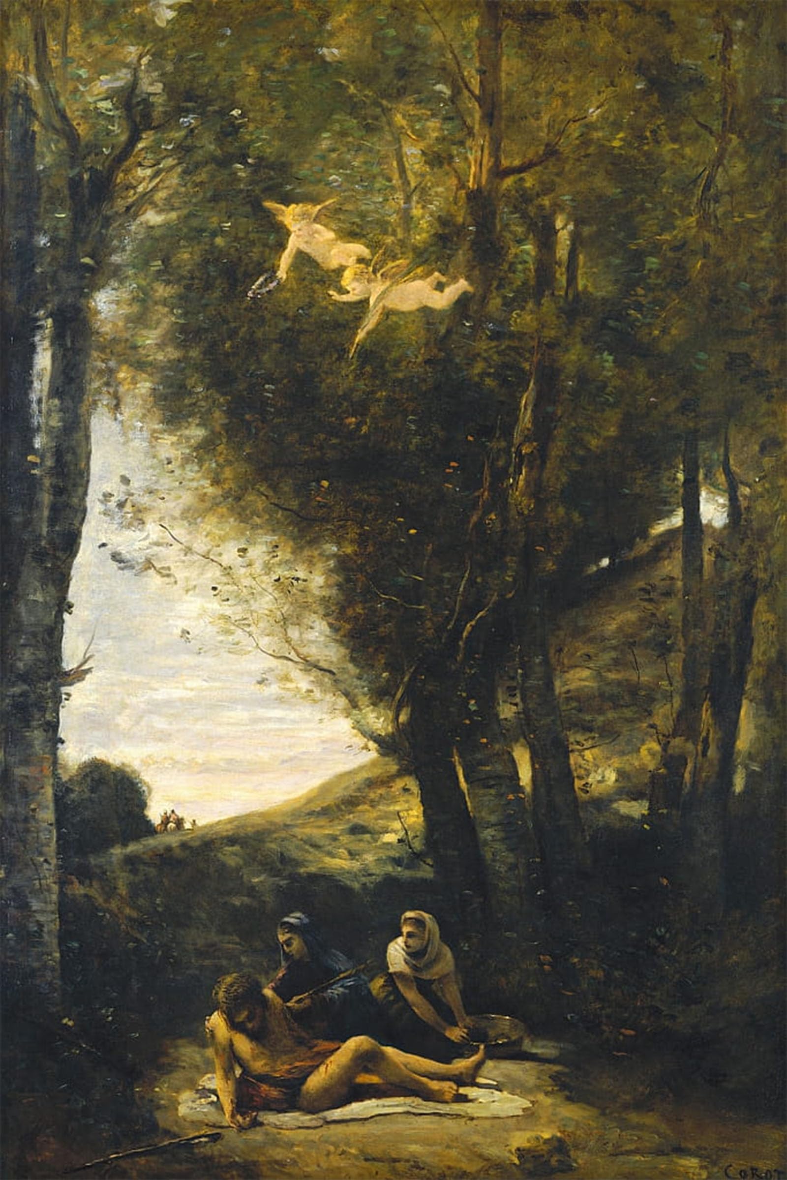 ARTXLXXBN Famous Prints Artwork Pictures Poster Painting Art Saint Succored by Jean Baptiste Camille Corot Artwork Landscape Pictures for Home Decor 60x90cm