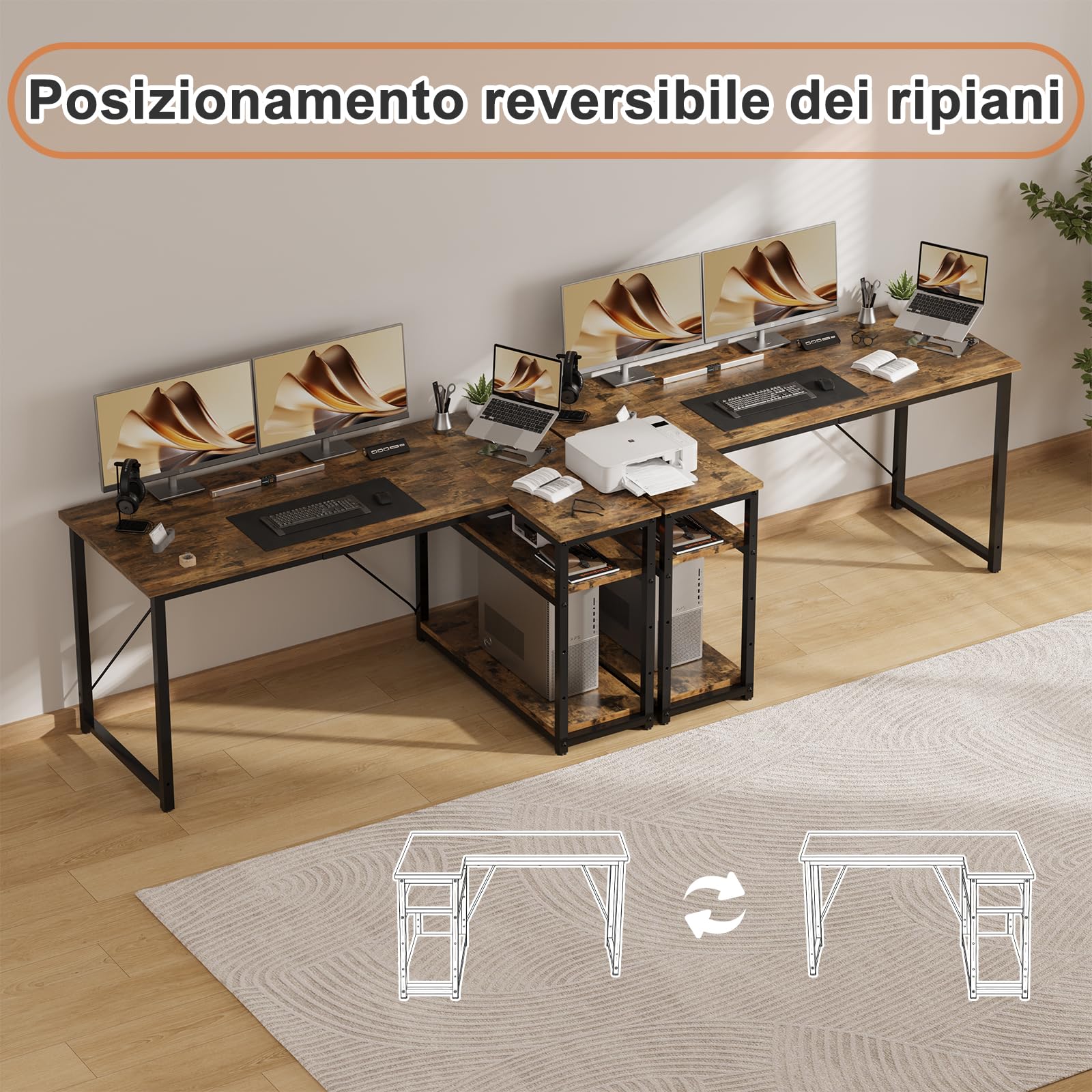 JUMMICO Scrivania Angolare a L 140x80 cm Design Moderno Marrone