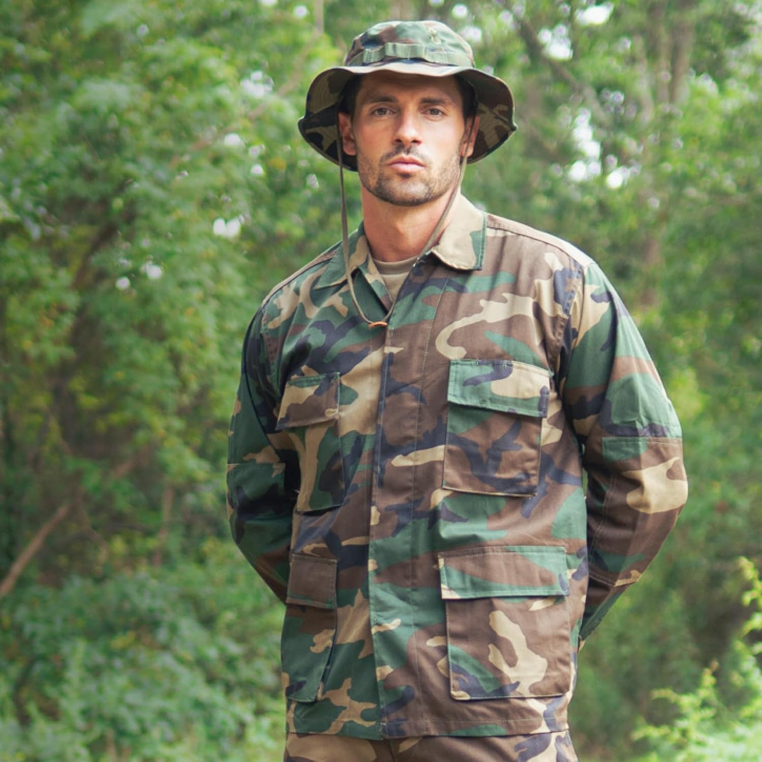 Rothco BDU Uniform Shirt | Men’s Long Sleeve Tactical Cargo Overshirt Utility Hunting Fishing Shacket Button Down Jacket with 4 Pockets