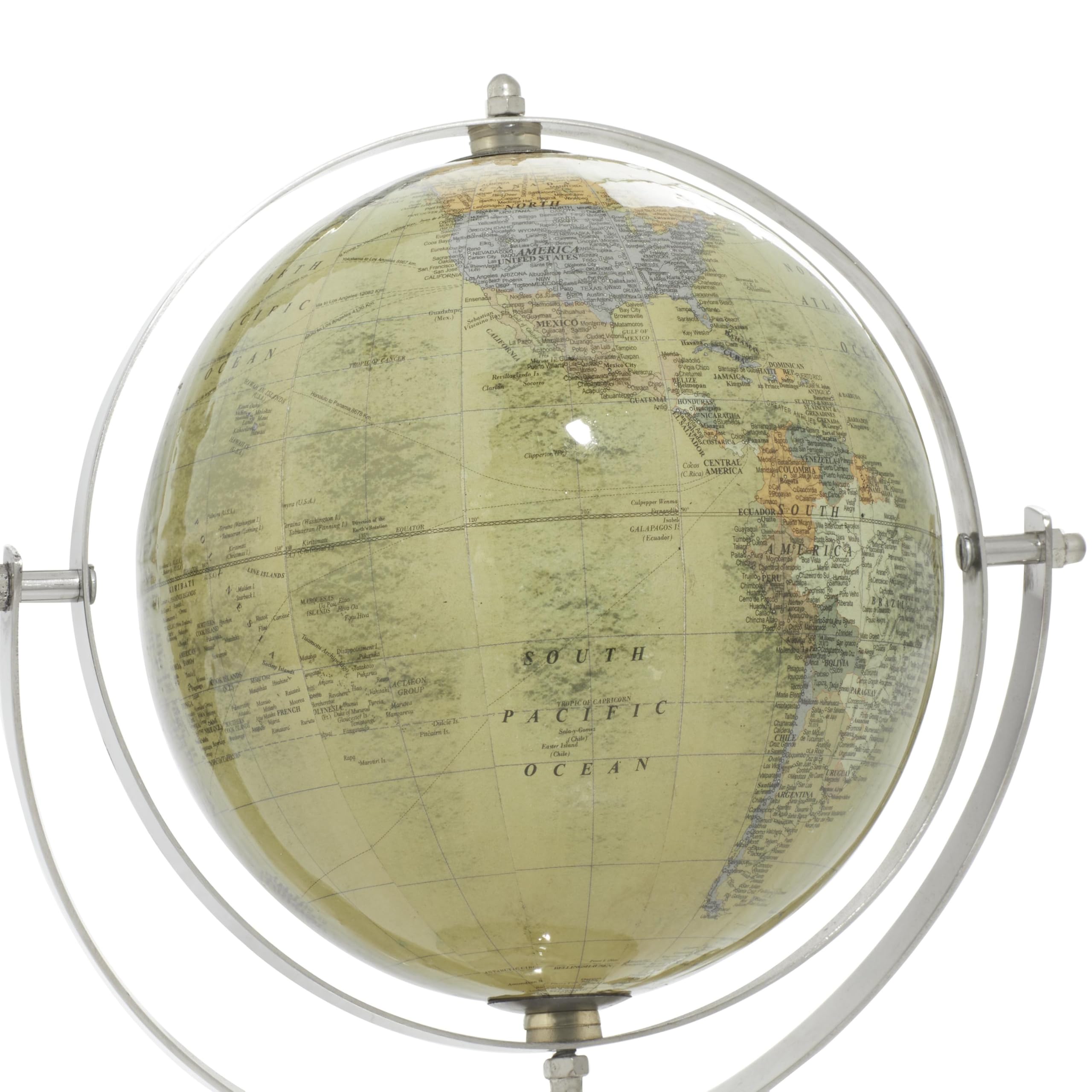 Deco 79 Globo, Acero Inoxidable, Amarillo, 6 Pulgadas de Largo x 9 Pulgadas de Ancho x 11 Pulgadas de Alto