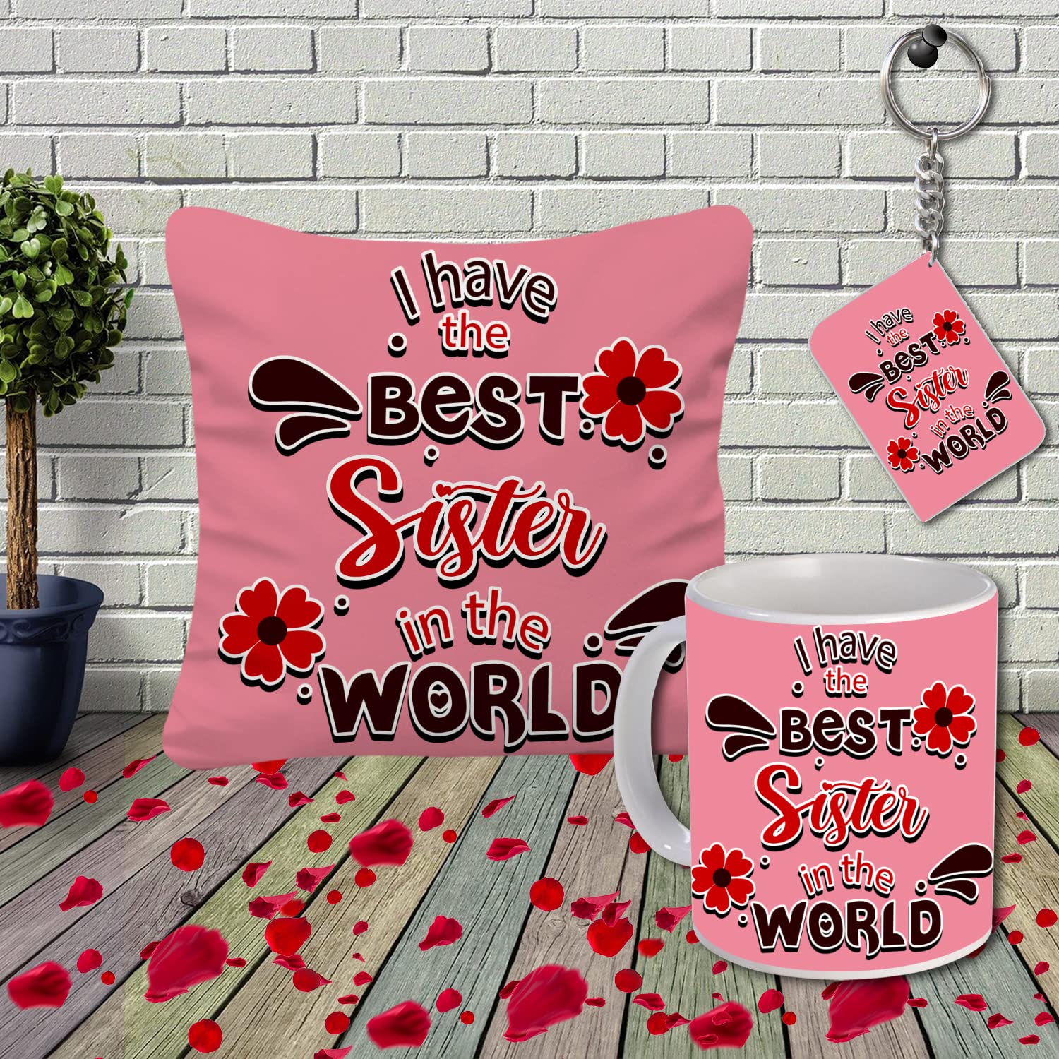 AWANI TRENDS Ceramic Gift For Sister Birthday Anniversary Gift Rakhi Gift Retrun Gift Combo-Printed Coffee Mug Cushion Cover(12X12 Inch) With Filler And Keychain 34, 200 TC (B09SZGM3LG) Amazon Price History, Amazon Price Tracker
