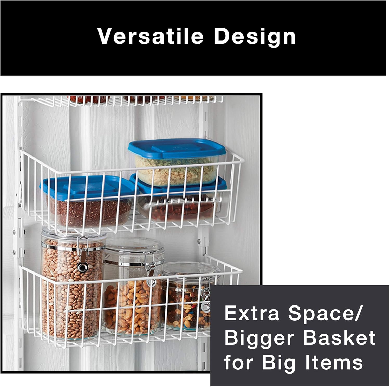 Smart Design Over The Door Adjustable Pantry Organizer Rack w/ 6 Adjustable Shelves - Steel Metal - Hanging - Wall Mount - Cans, Spice, Storage, Closet - Kitchen [White]: Home & Kitchen