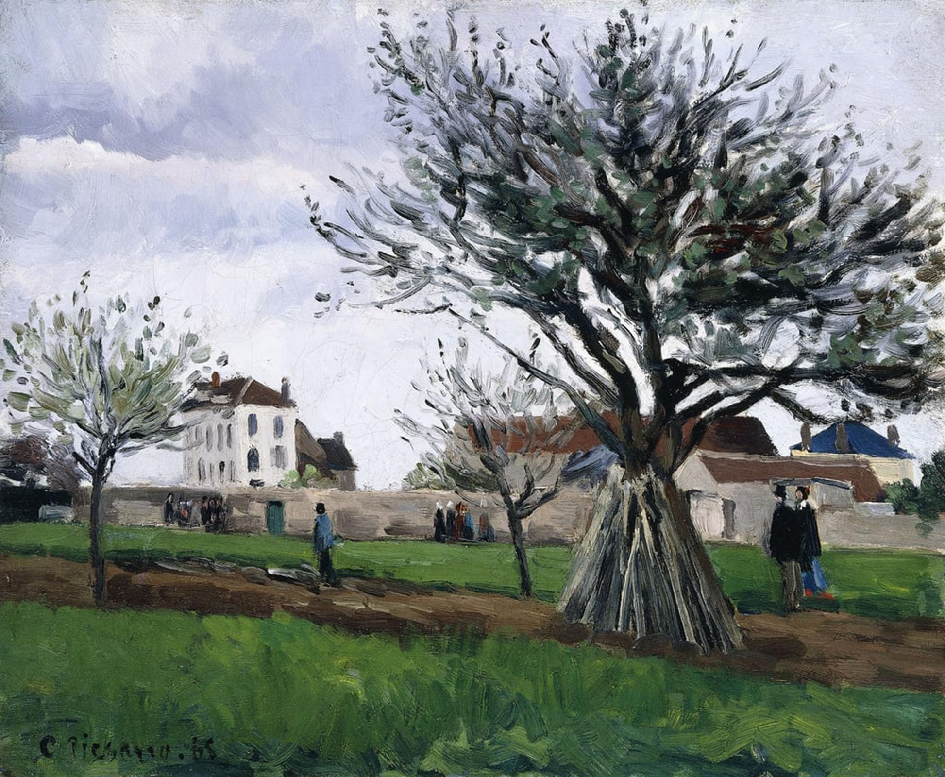 ARTXLXXBN Famous Painting Canvas Artwork Graffiti Print Apple Trees in Pontoise by Camille Jacob Pissarro Portrait Canvas Image for Home Decor 60x90cm