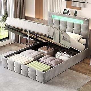 Discover Comfort and Style with the Jtyca Upholstered Double Bed Frame with Storage