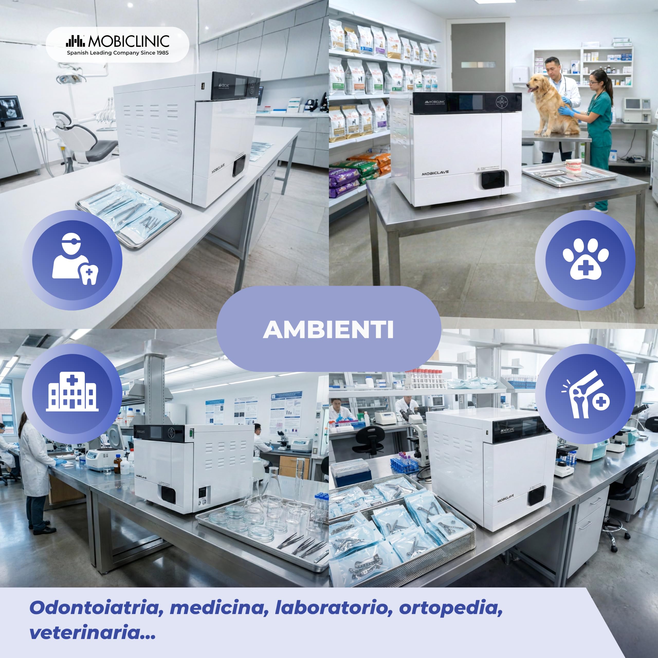 Mobiclinic®, Autoclave Professionale, Sterilizzatore Autoclave a Vapore 17L, Disinfettante 99% con Copertura 360°, 6 Cicli + Personalizzabile, Stampante, USB, SD, Cliniche e Laboratori, MobiClave Plus