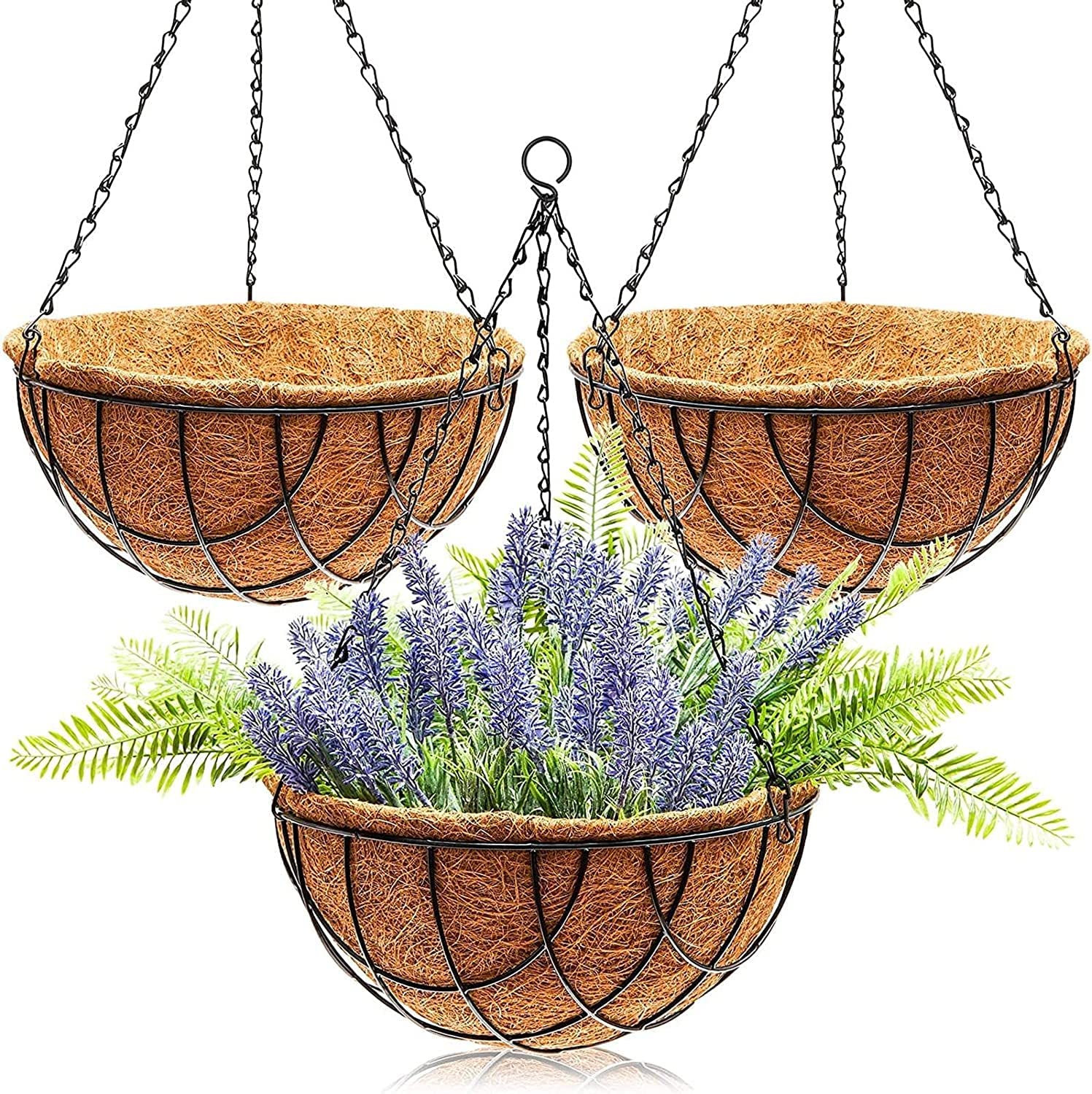 Tim Tim Agro Metal Hanging Planter Flower Basket with Coco Coir Liner, Porch Décor Plant Container Set (12 in, 3 Pack) (B0BSNXCFCH) Amazon Price History, Amazon Price Tracker