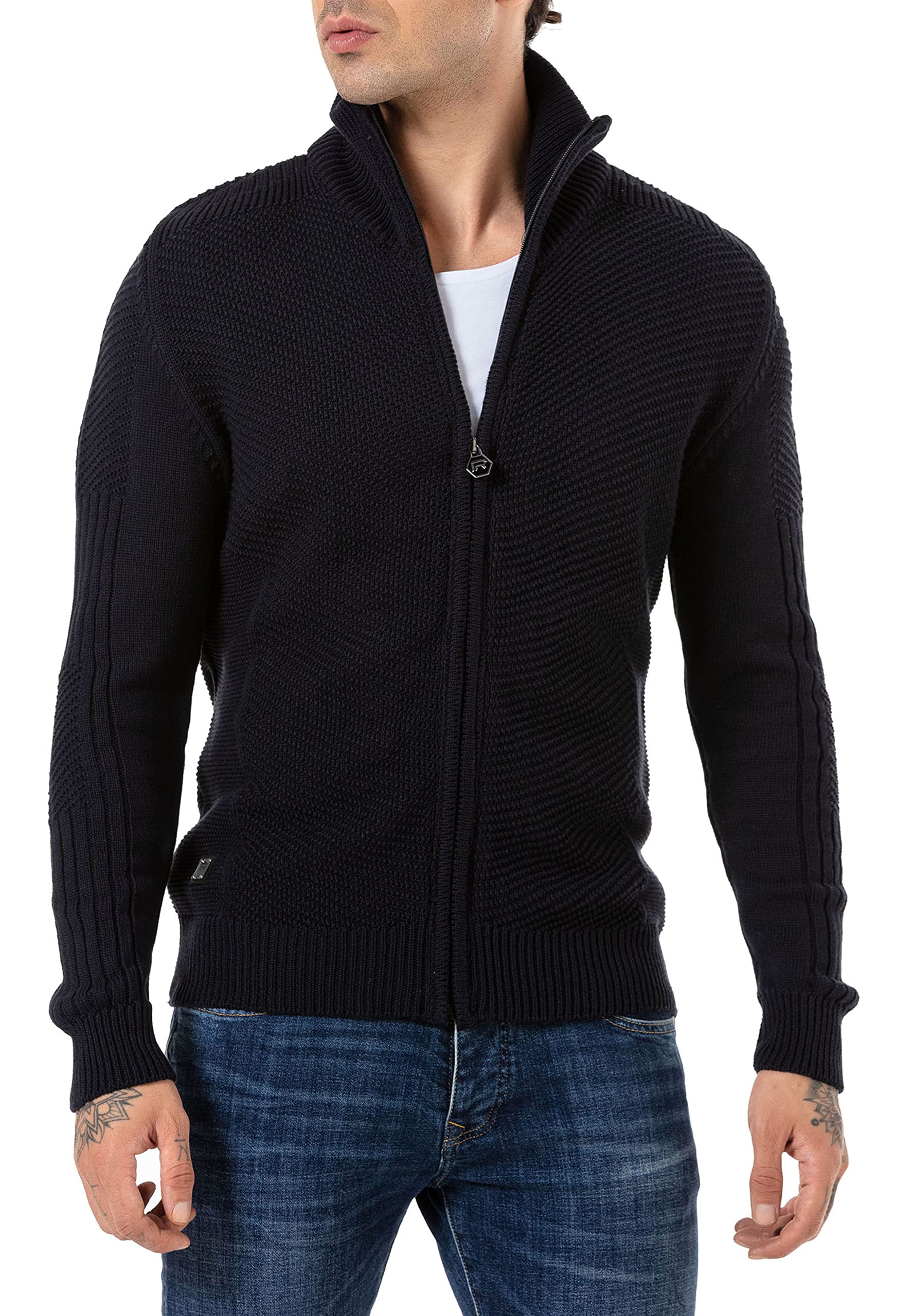 Redbridge Cárdigan Hombre Jersey de Punto Cremallera