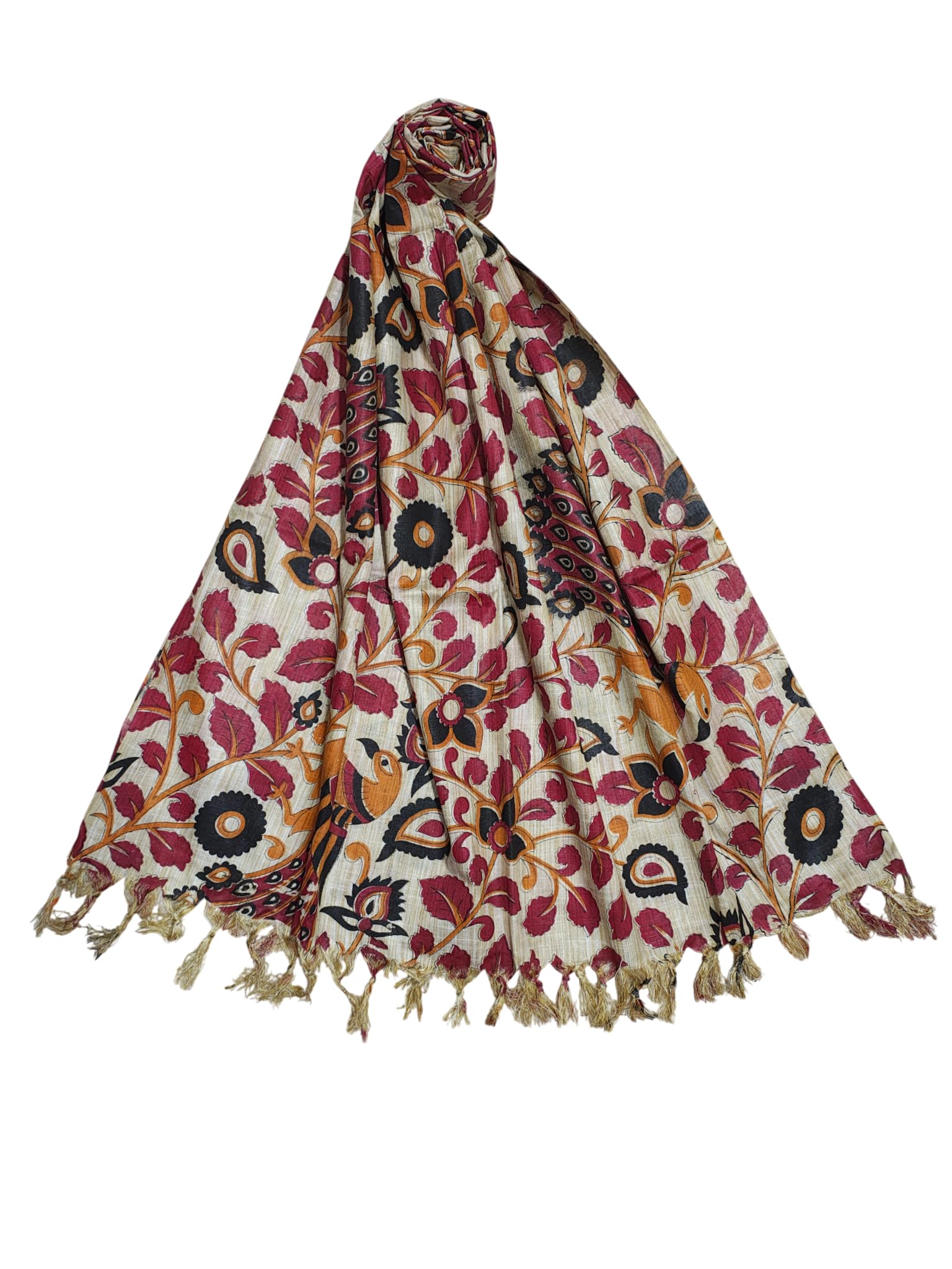 Kalamkari Cotton Silk Dupatta for Women & Girls | Madhubani Print Dupatta | Chunnis for Women-image-39