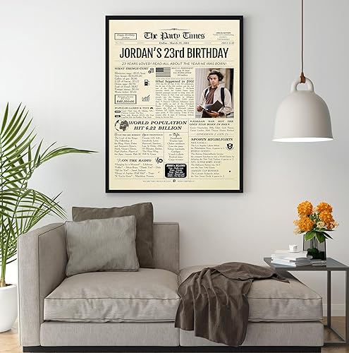 Miniatura 3 de Decoraciones personalizadas para fiesta de cumpleaños número 23 para ella, él, hijo, hija, póster personalizado con nombre, foto, regreso al año en